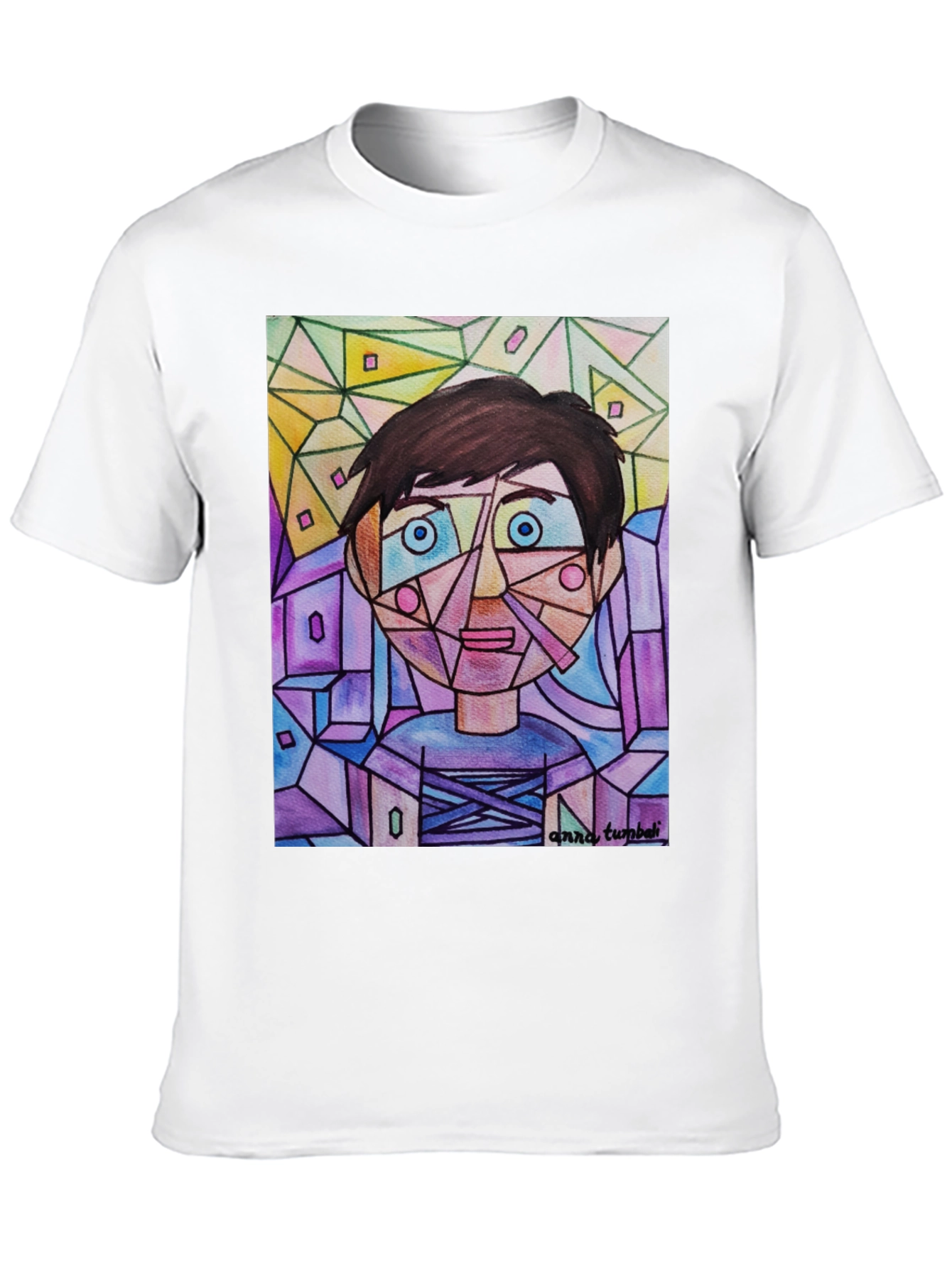 Abstract Geometric Face Graphic T-Shirt