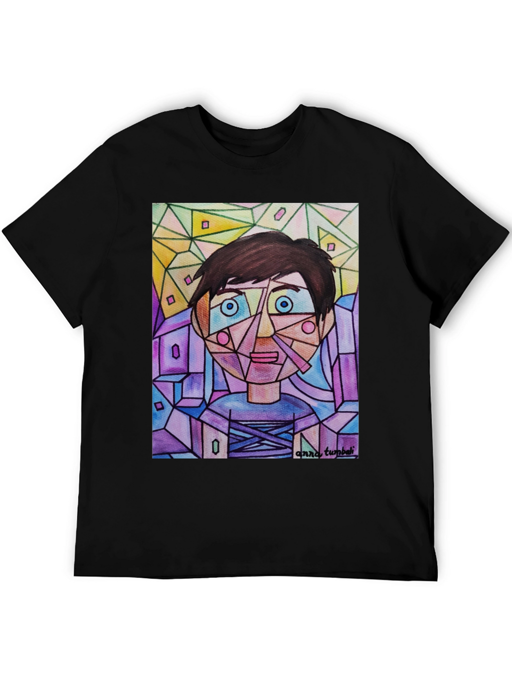 Abstract Geometric Face Graphic T-Shirt