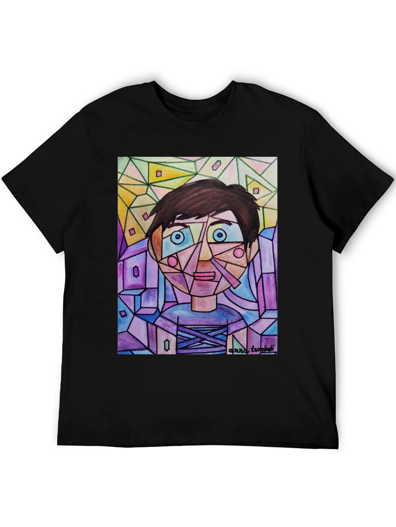 Abstract Geometric Face Graphic T-Shirt