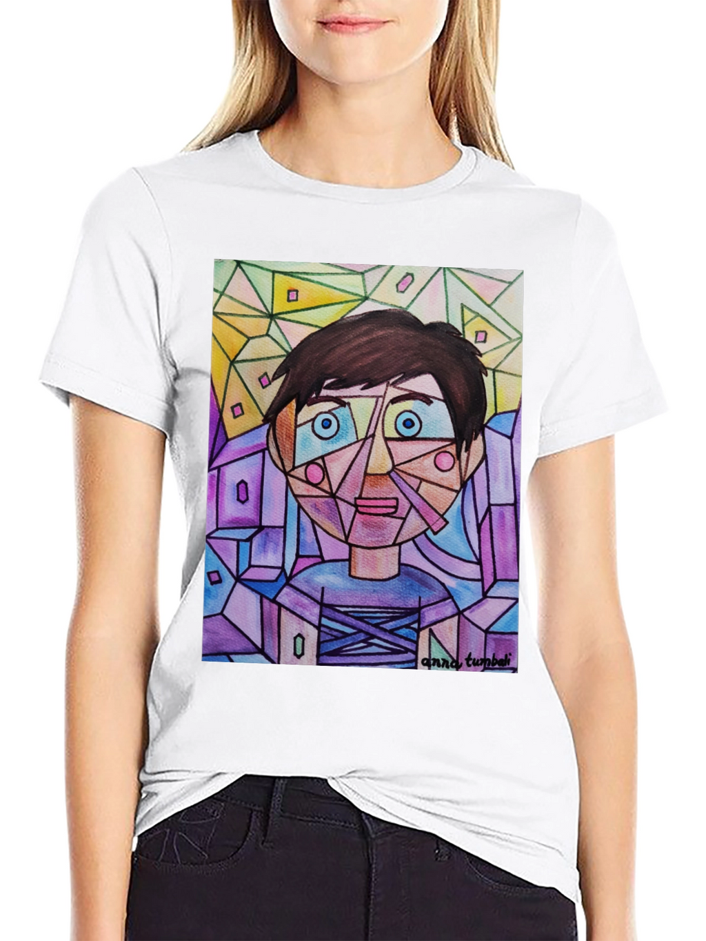 Abstract Geometric Face Graphic T-Shirt