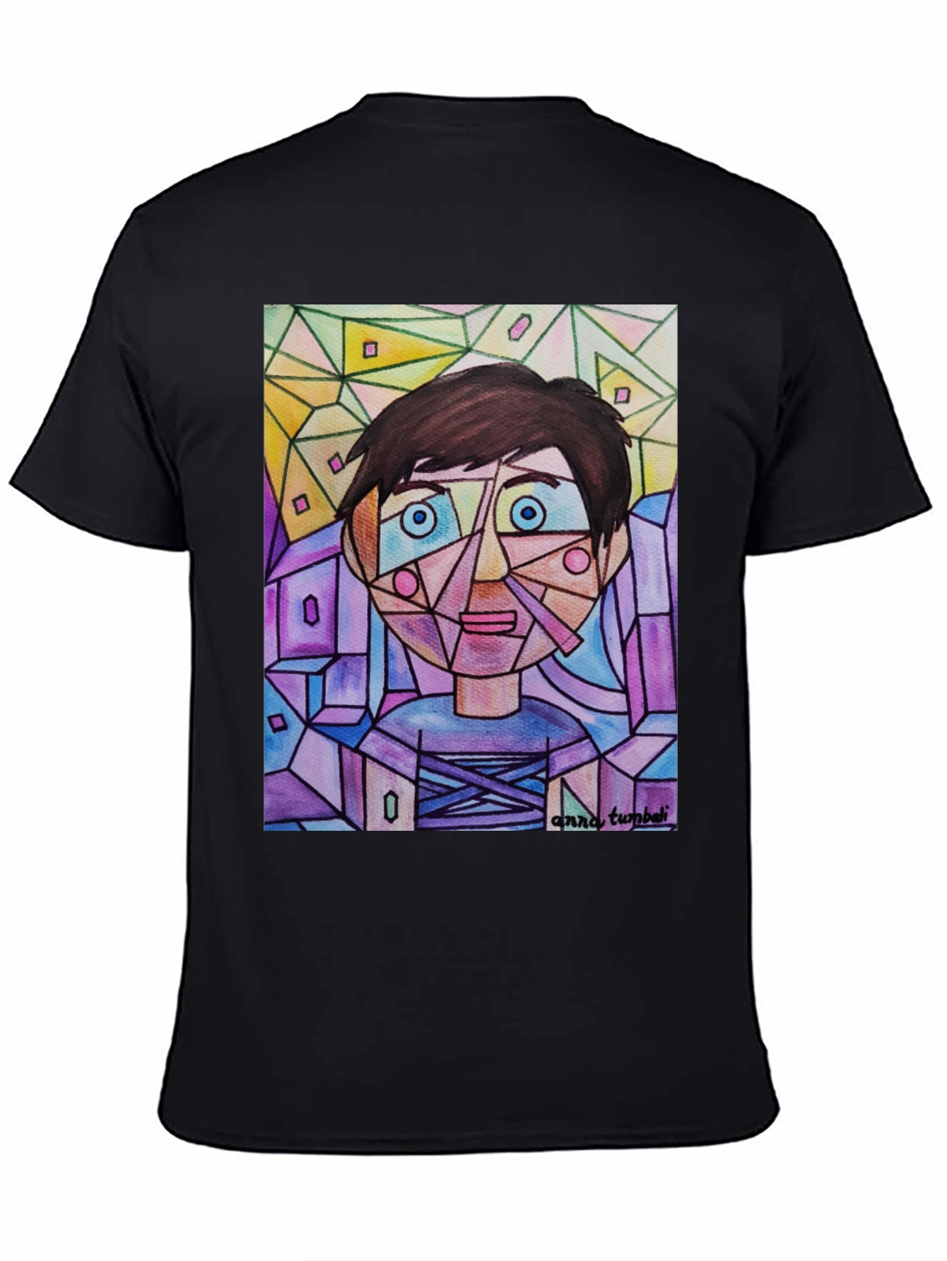 Abstract Geometric Face Graphic T-Shirt