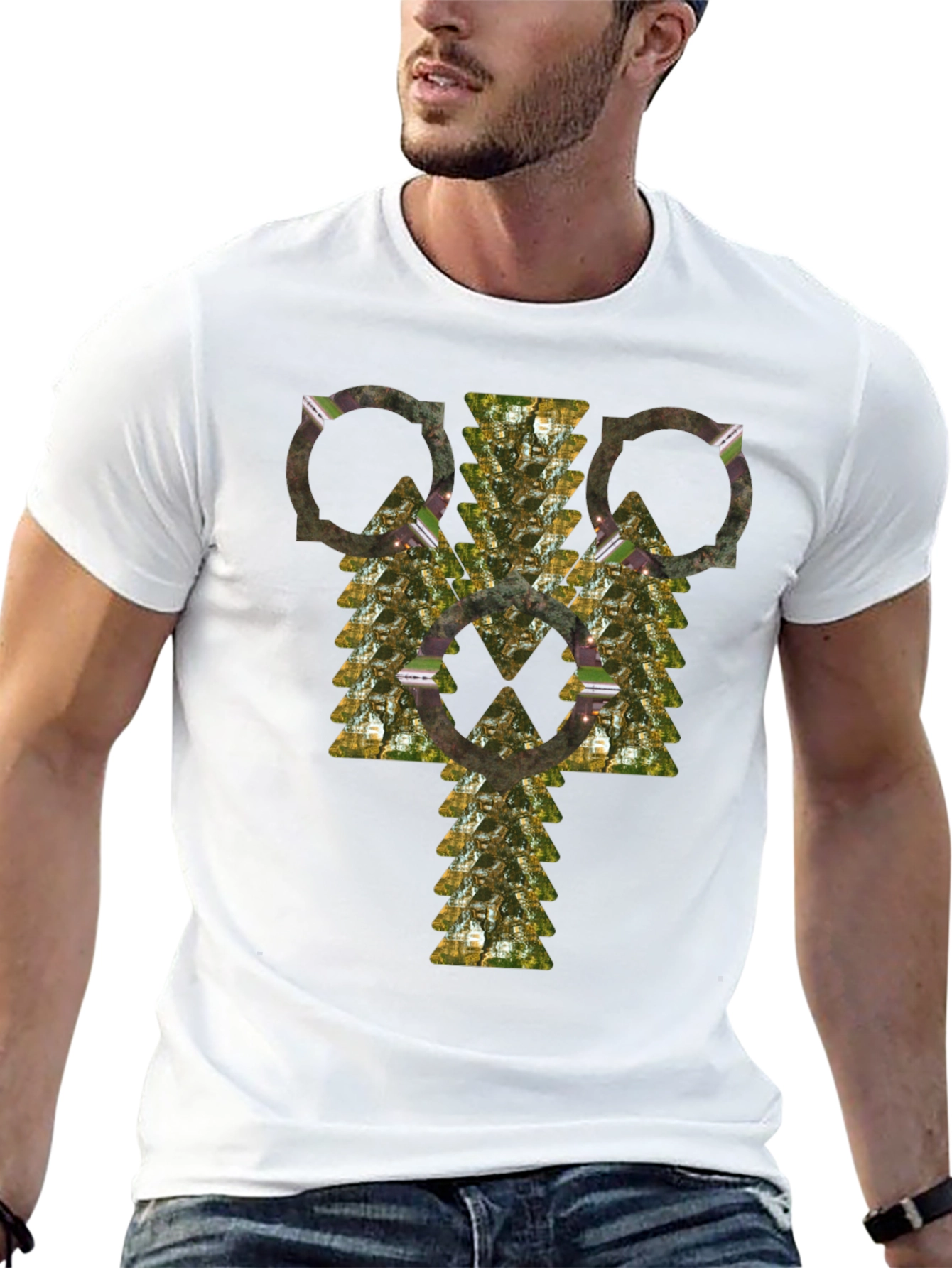 Abstract Geometric Pattern Black T-Shirt