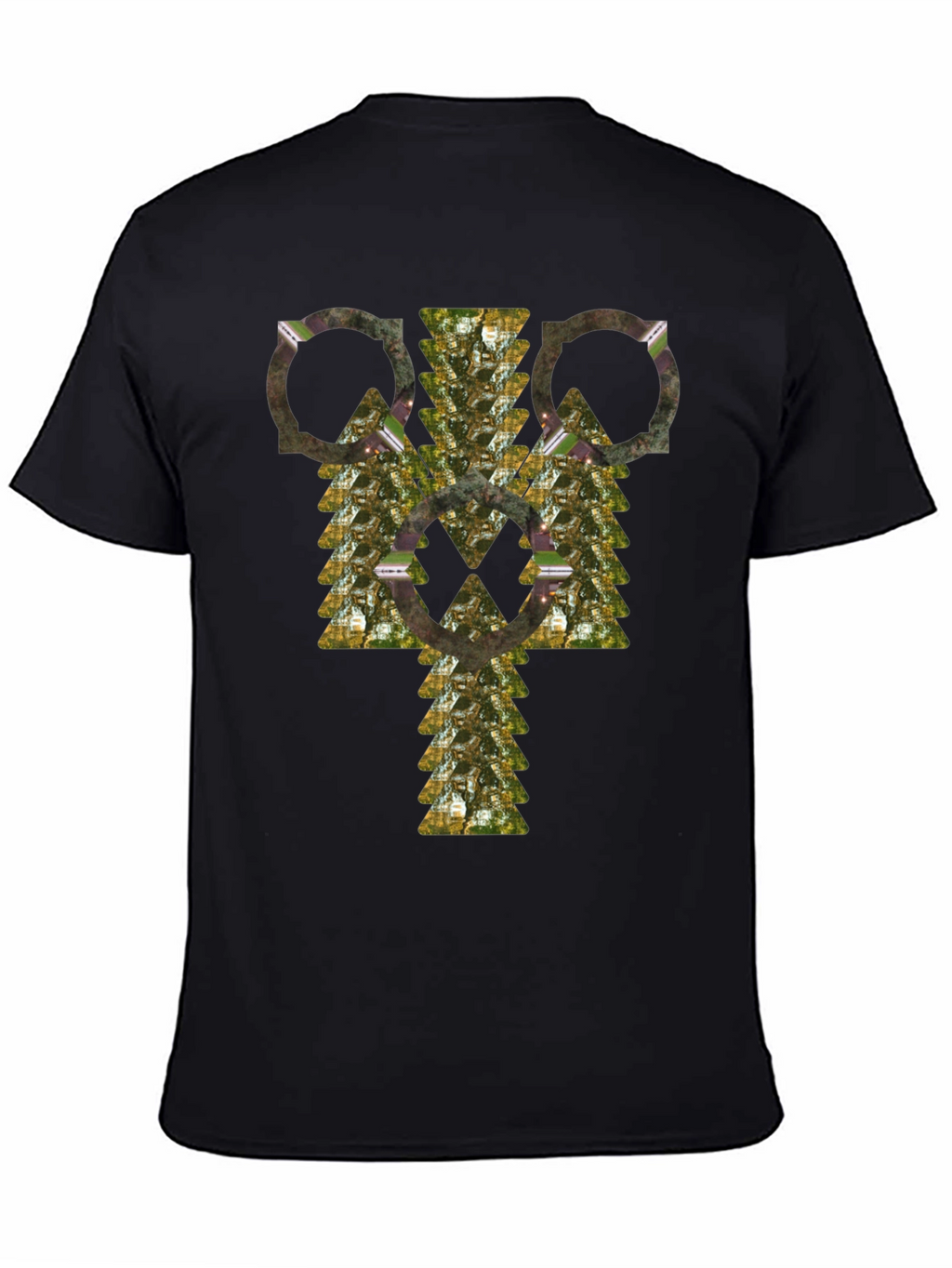 Abstract Geometric Pattern Black T-Shirt