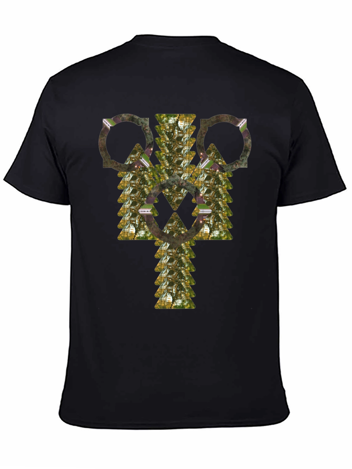 Abstract Geometric Pattern Black T-Shirt