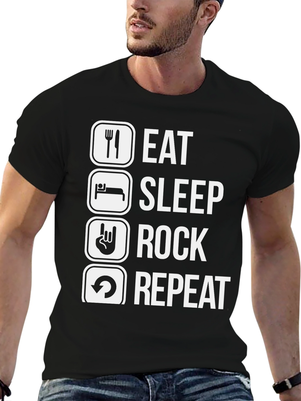 Eat Sleep Rock Repeat Graphic T-Shirt
