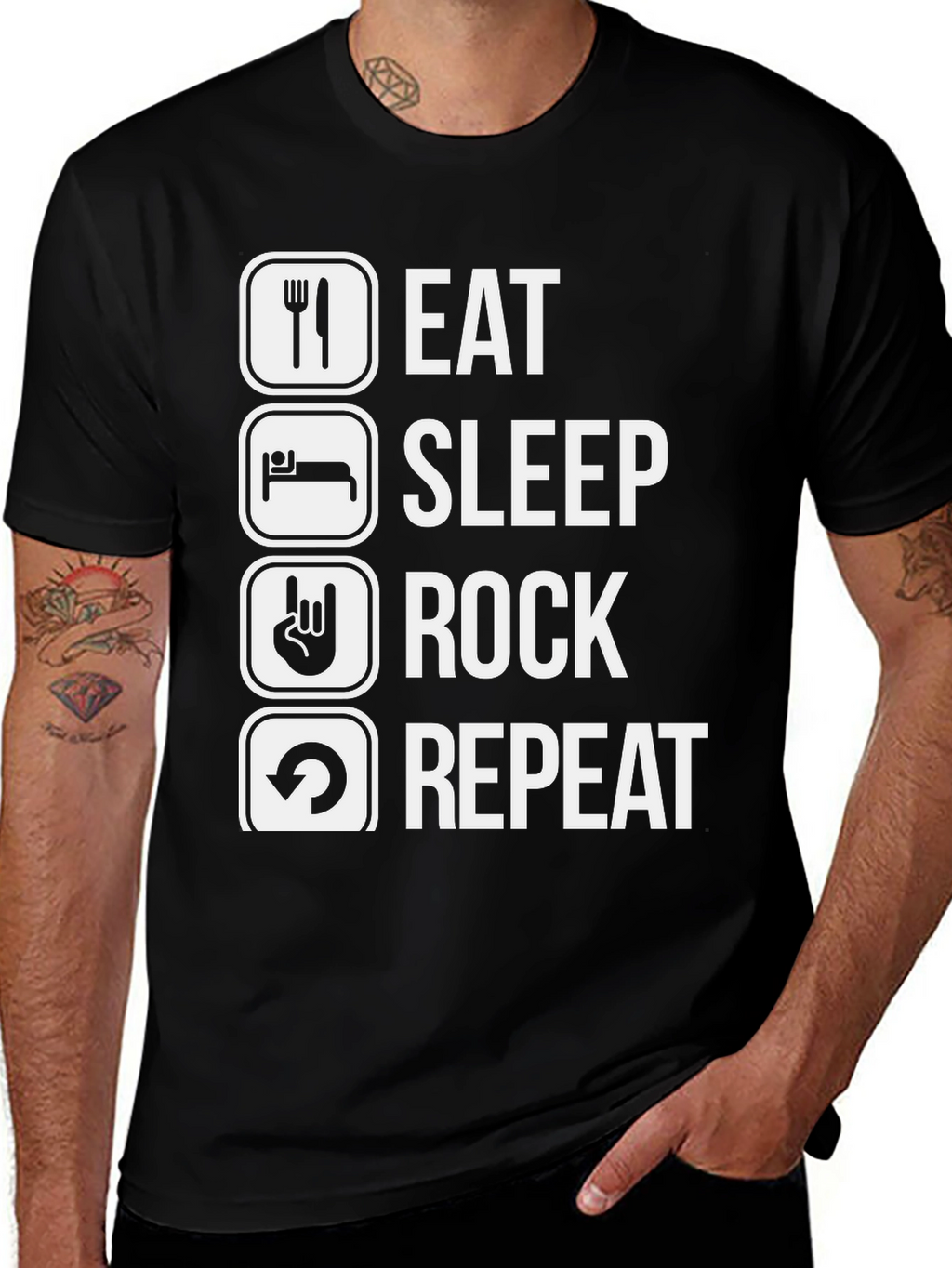 Eat Sleep Rock Repeat Graphic T-Shirt