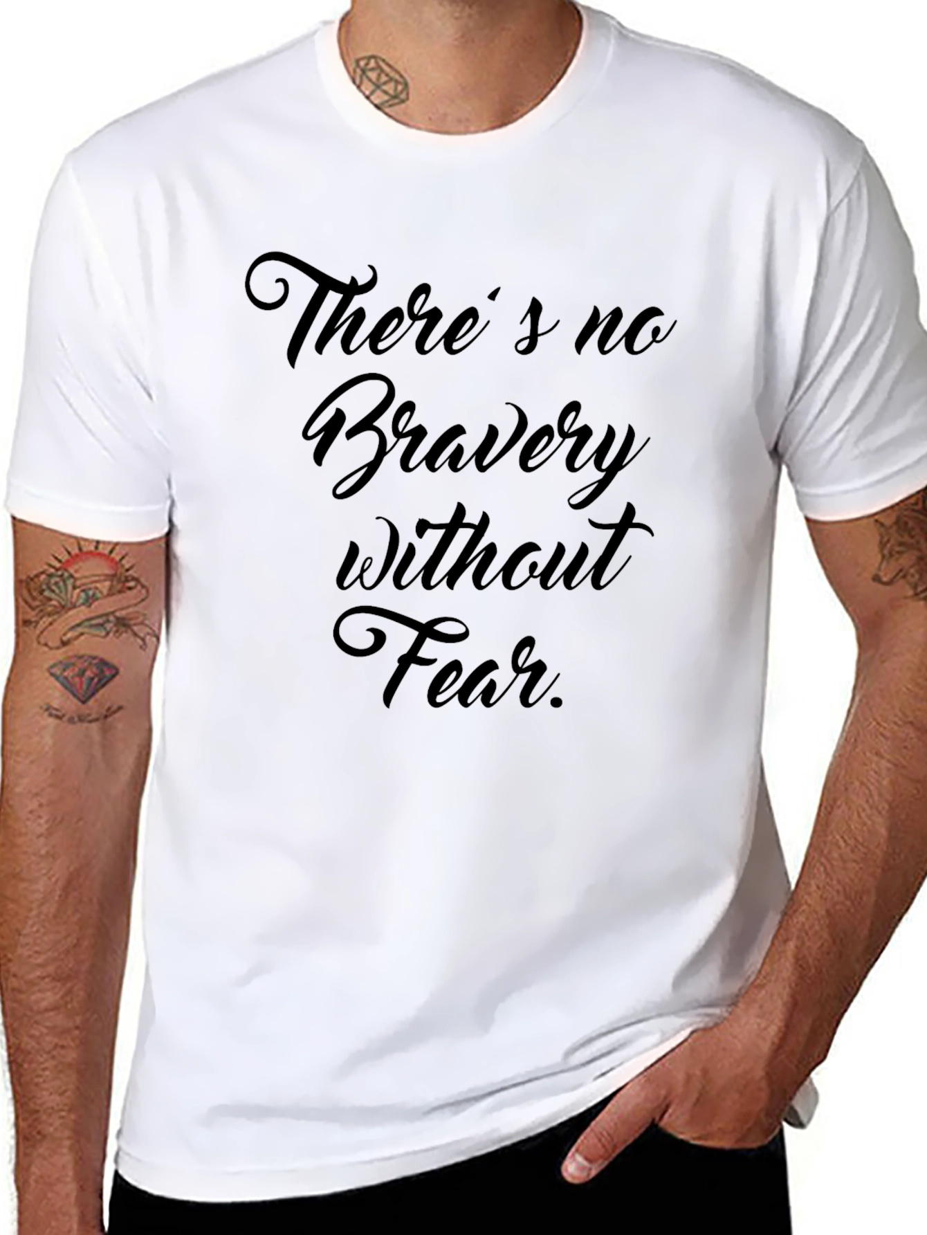 Theres No Bravery Without Fear Black Graphic Tee