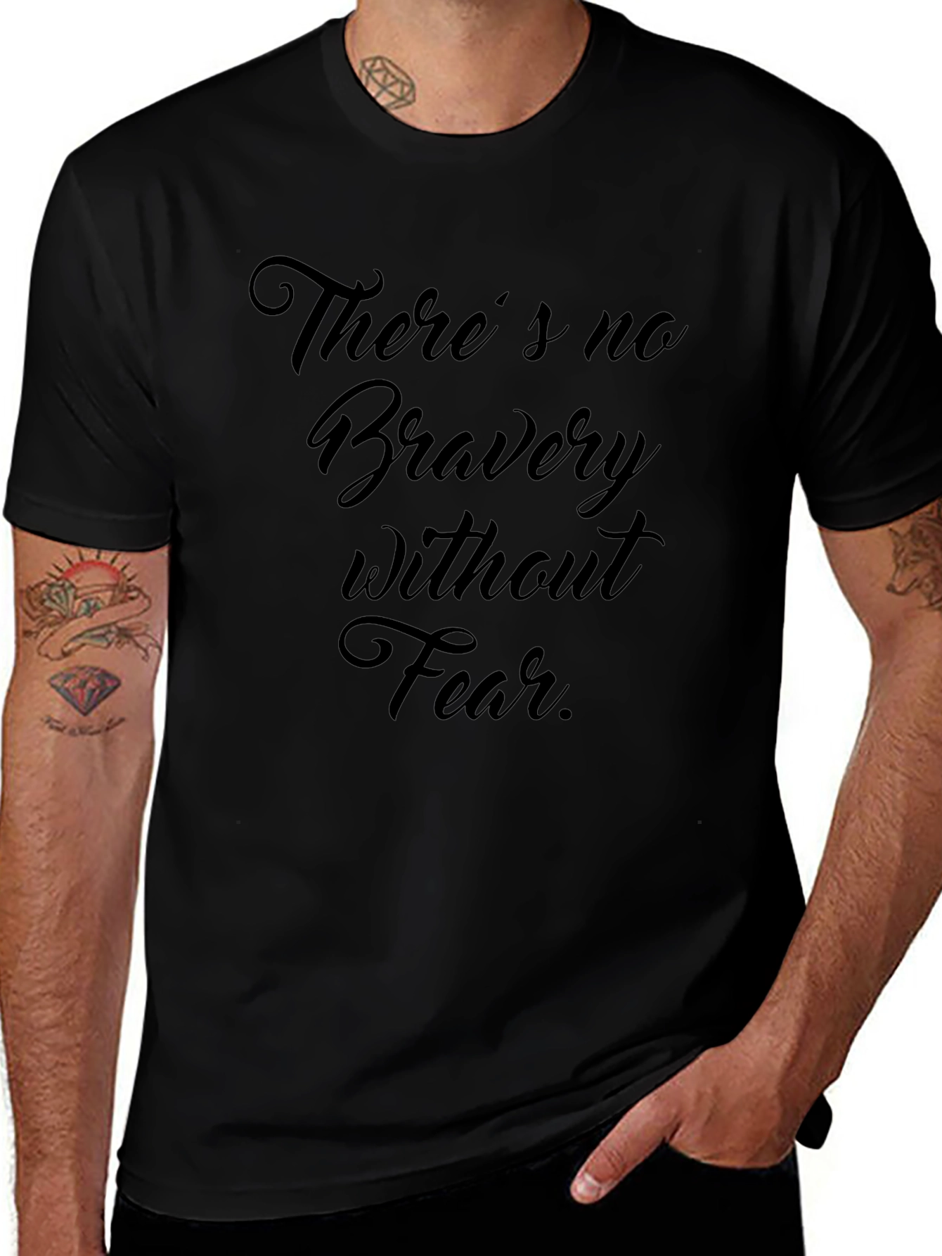Theres No Bravery Without Fear Black Graphic Tee