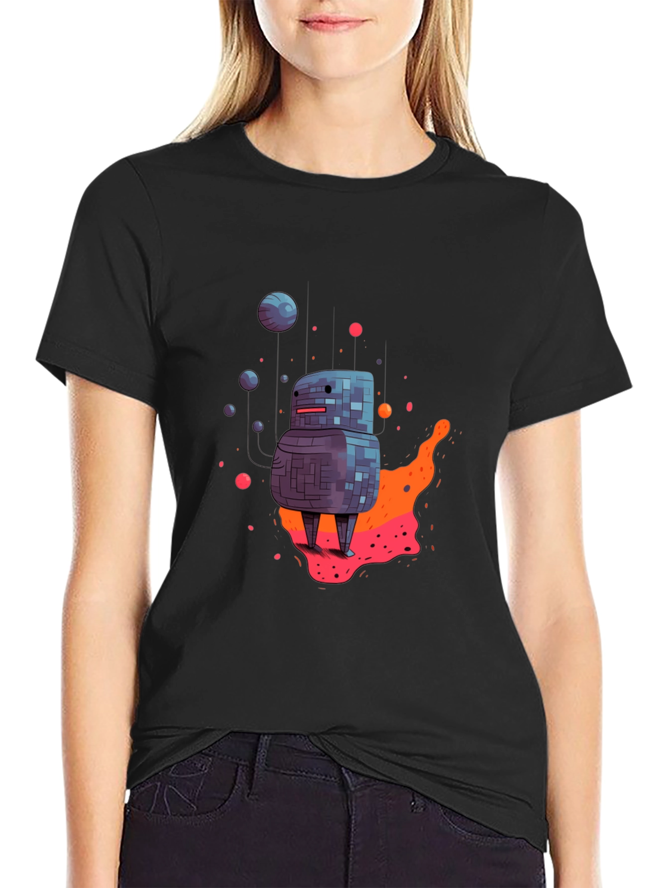 Abstract Robot Graphic T-Shirt - Cool Casual Wear
