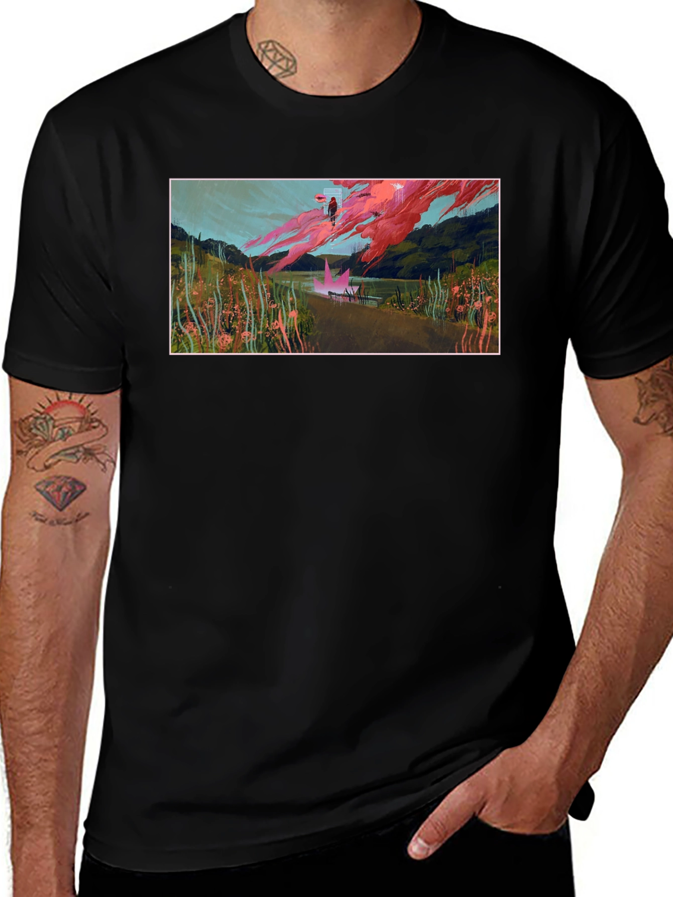 Abstract Landscape Graphic Tee - Unique Art Shirt