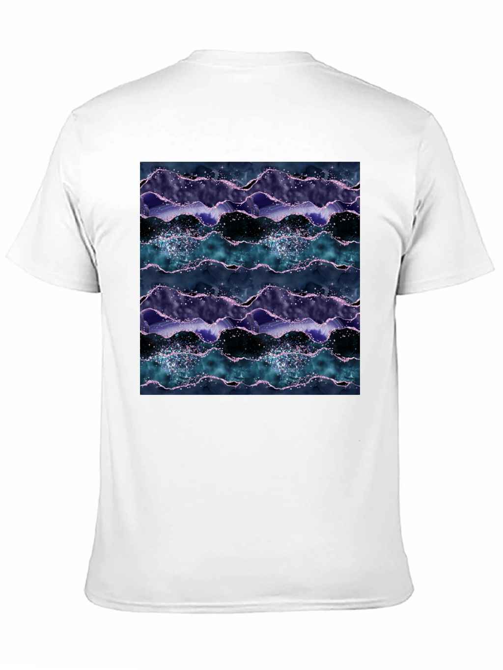 Abstract Wave Pattern Black Crew Neck Tee