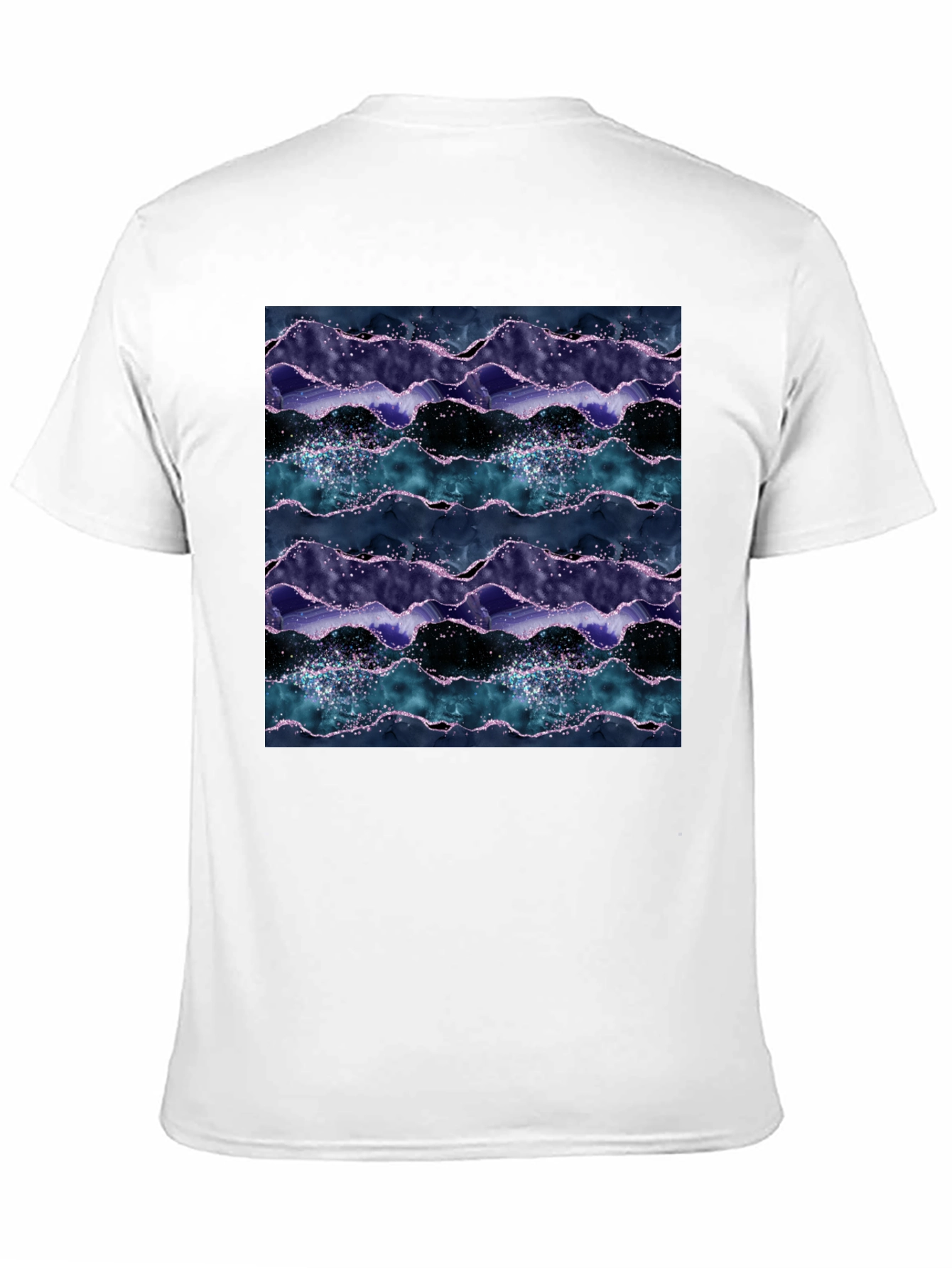 Abstract Wave Pattern Black Crew Neck Tee