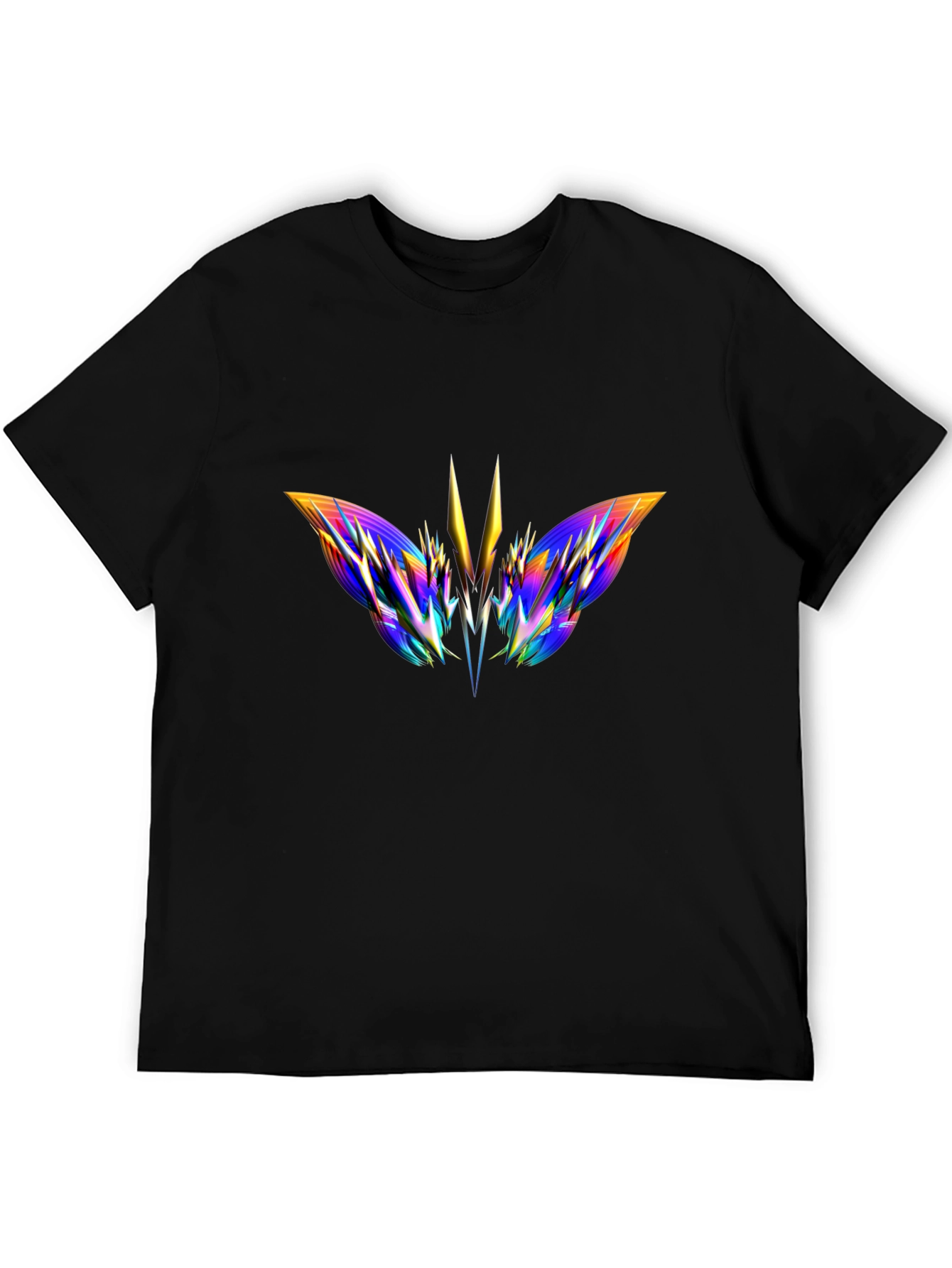 Abstract Butterfly Graphic Black T-Shirt