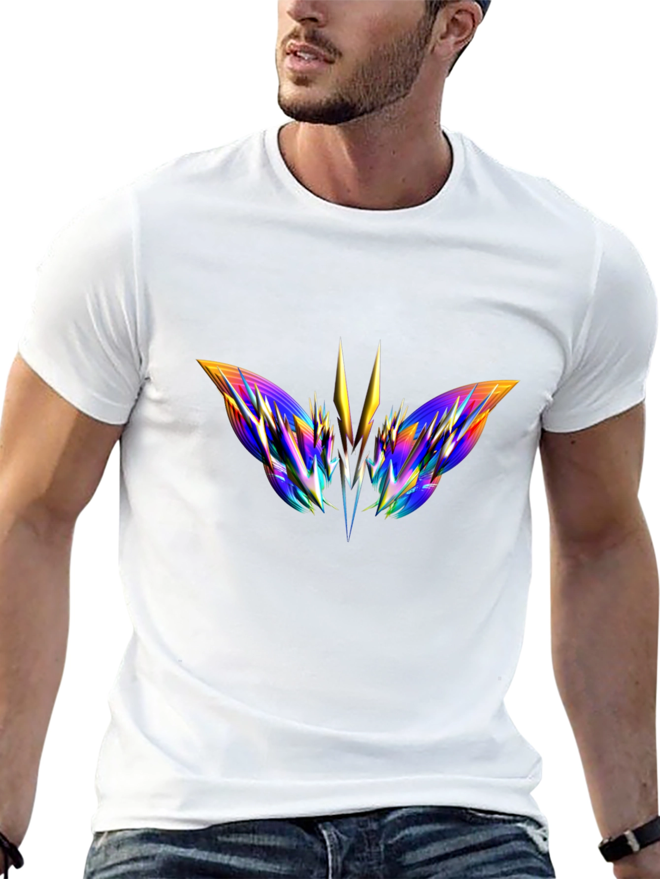 Abstract Butterfly Graphic Black T-Shirt