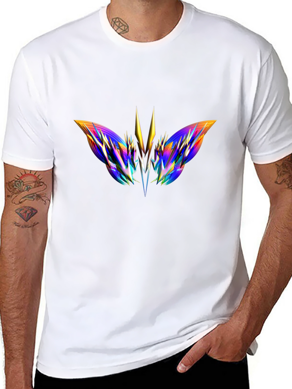 Abstract Butterfly Graphic Black T-Shirt