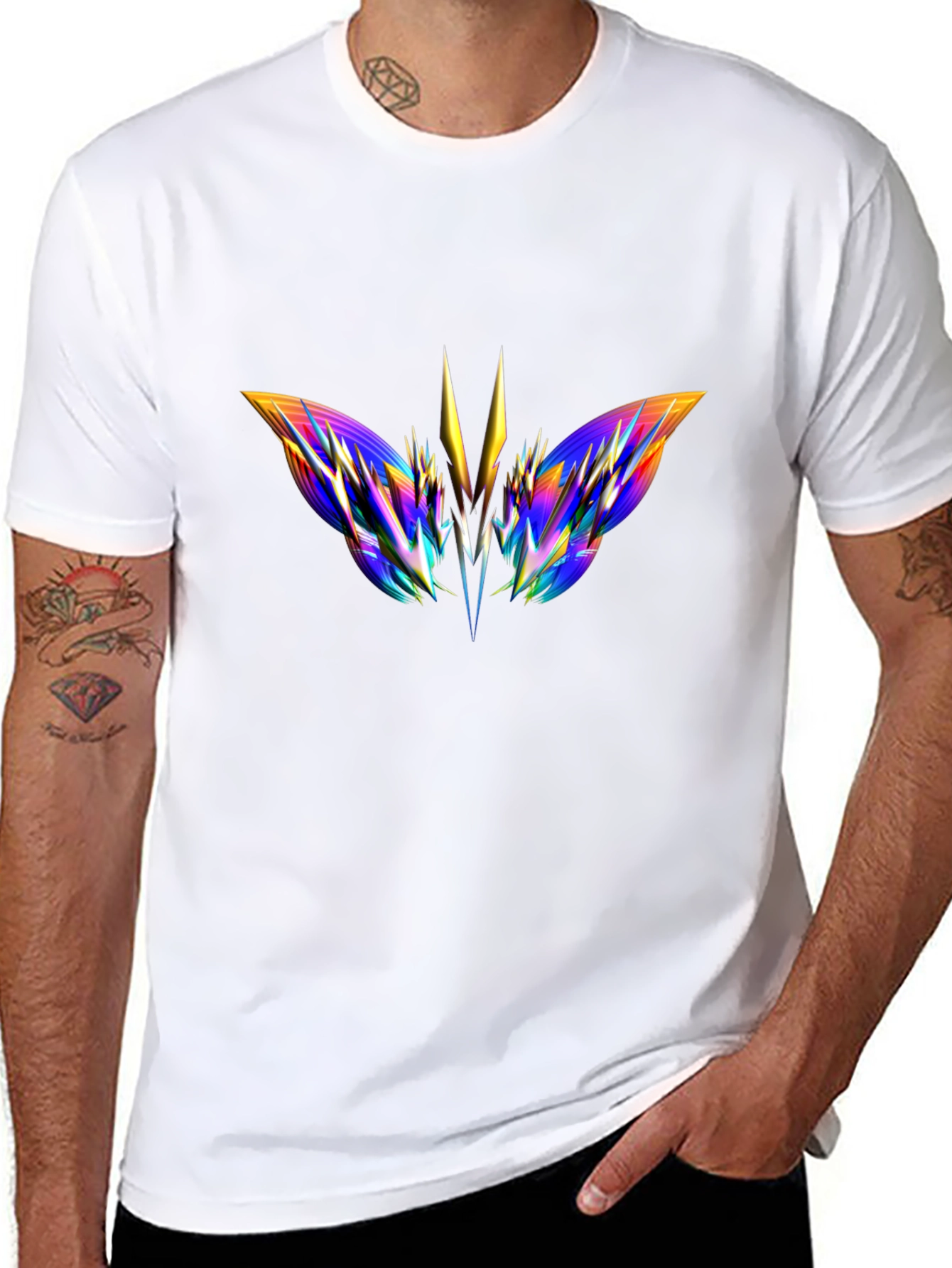 Abstract Butterfly Graphic Black T-Shirt