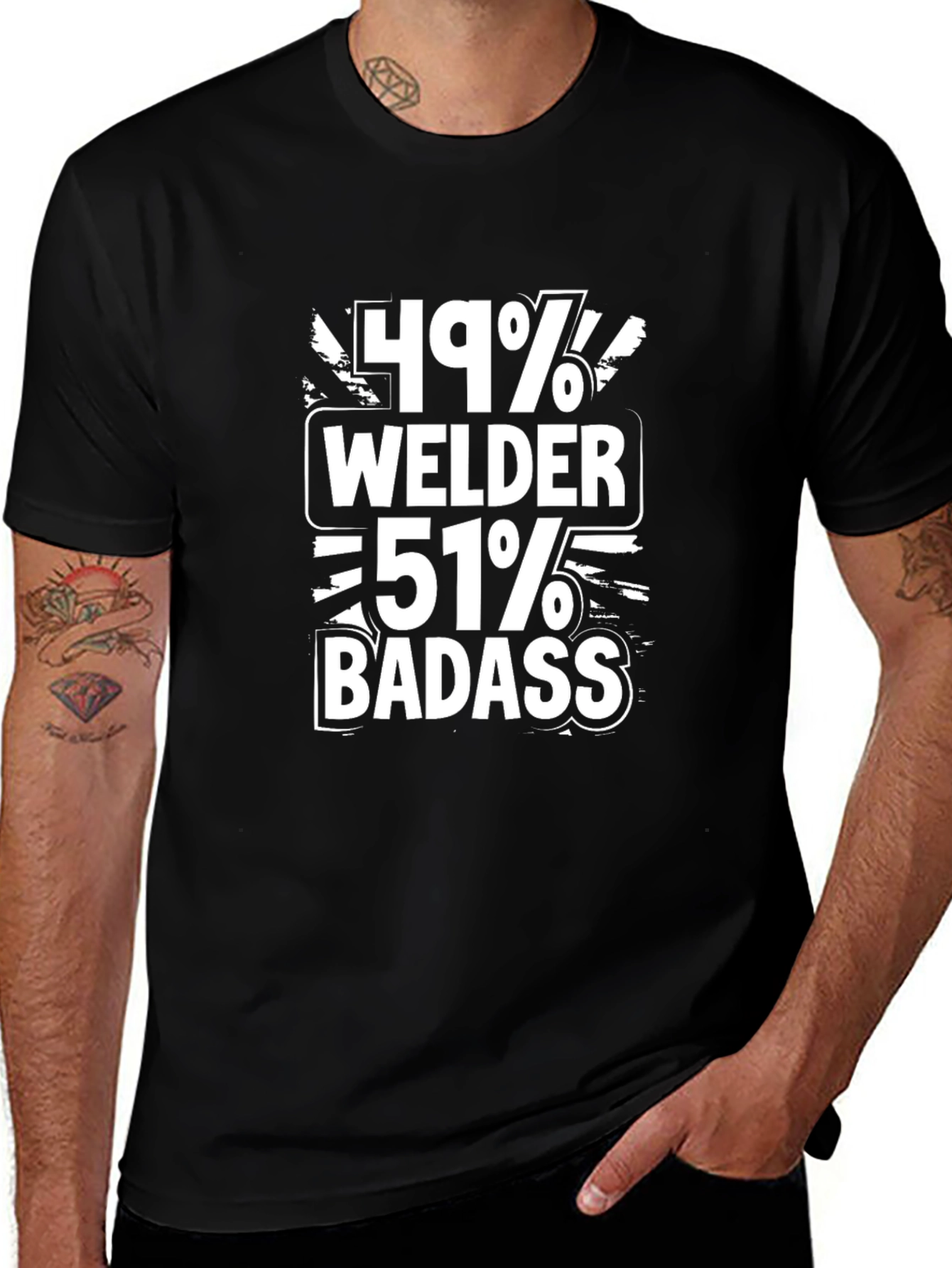 49% Welder 51% Badass Black Graphic Tee