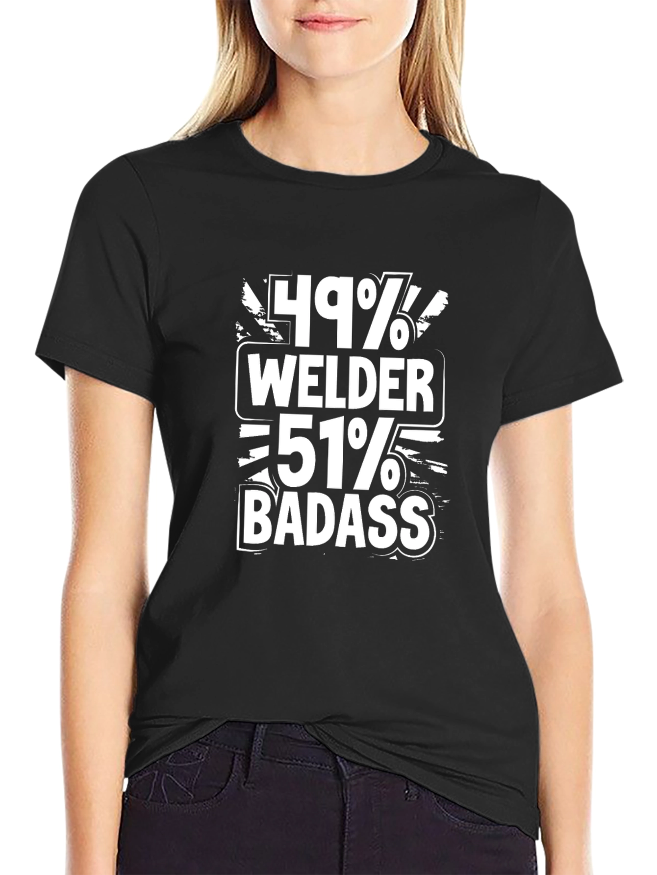49% Welder 51% Badass Black Graphic Tee