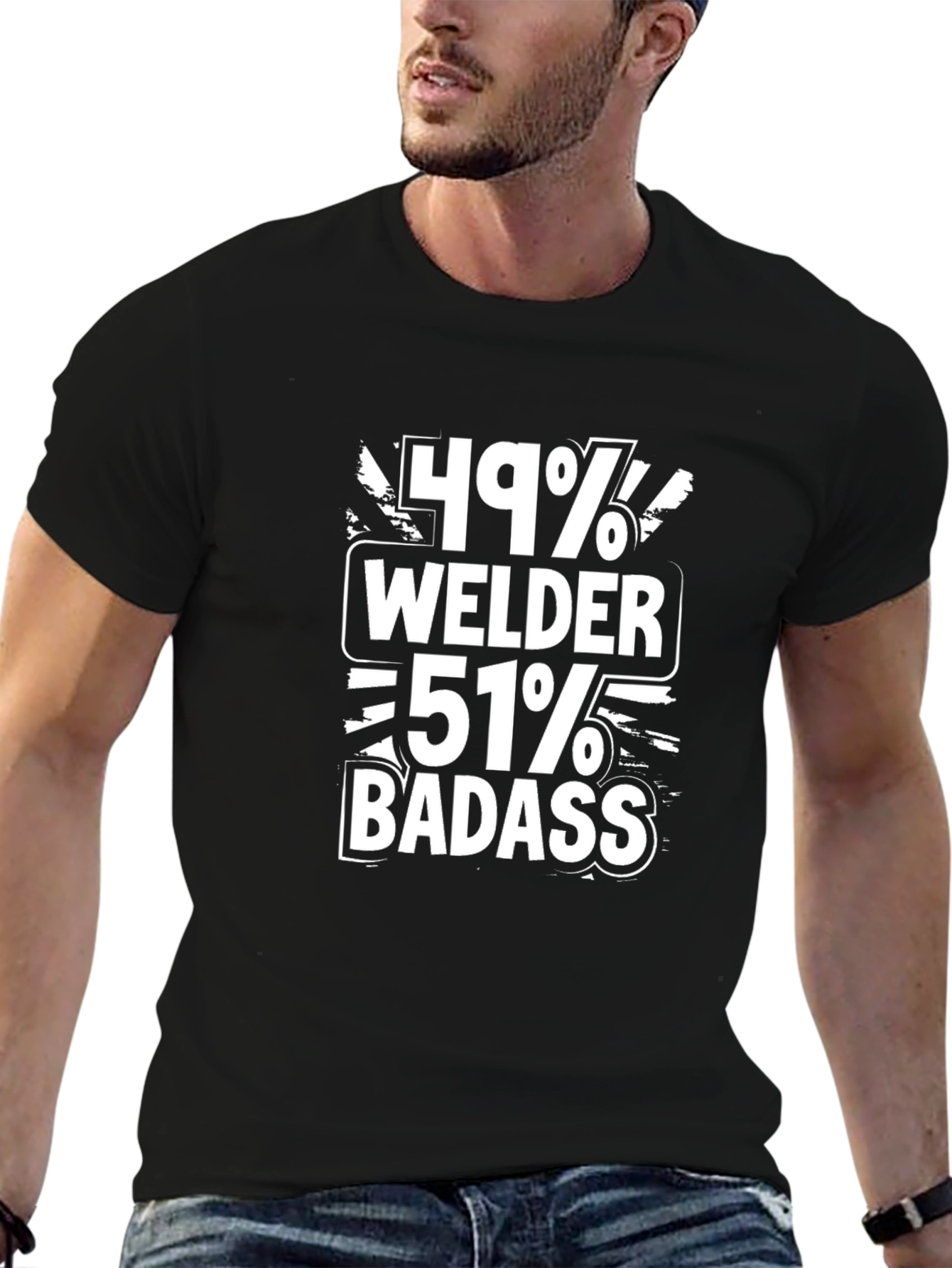 49% Welder 51% Badass Black Graphic Tee
