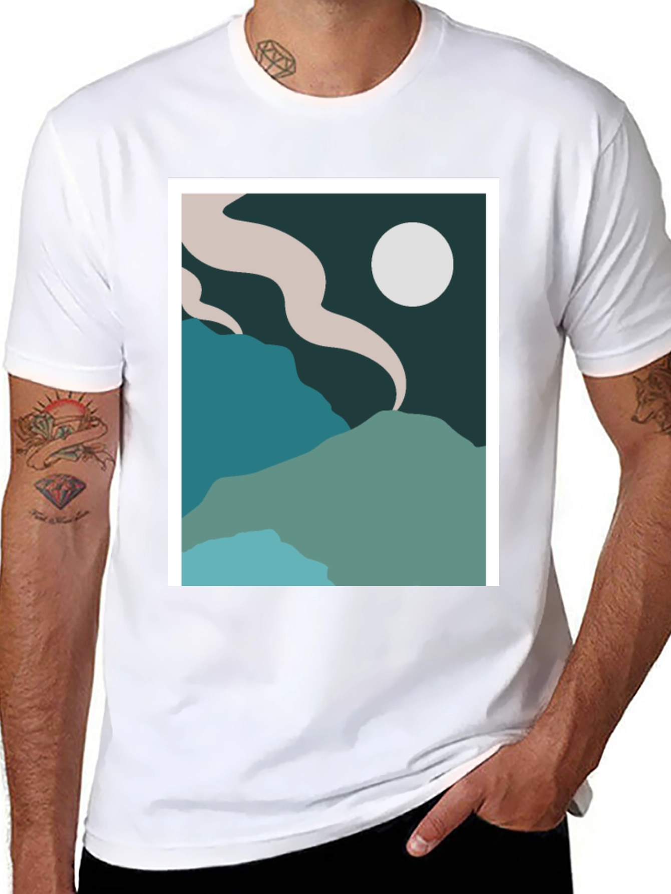 Abstract Landscape Graphic Tee - Black