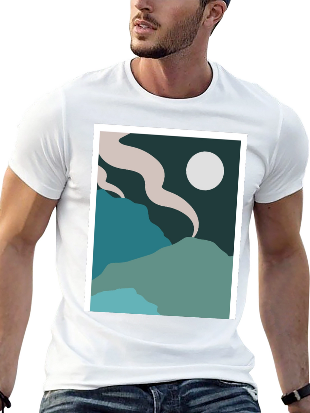 Abstract Landscape Graphic Tee - Black