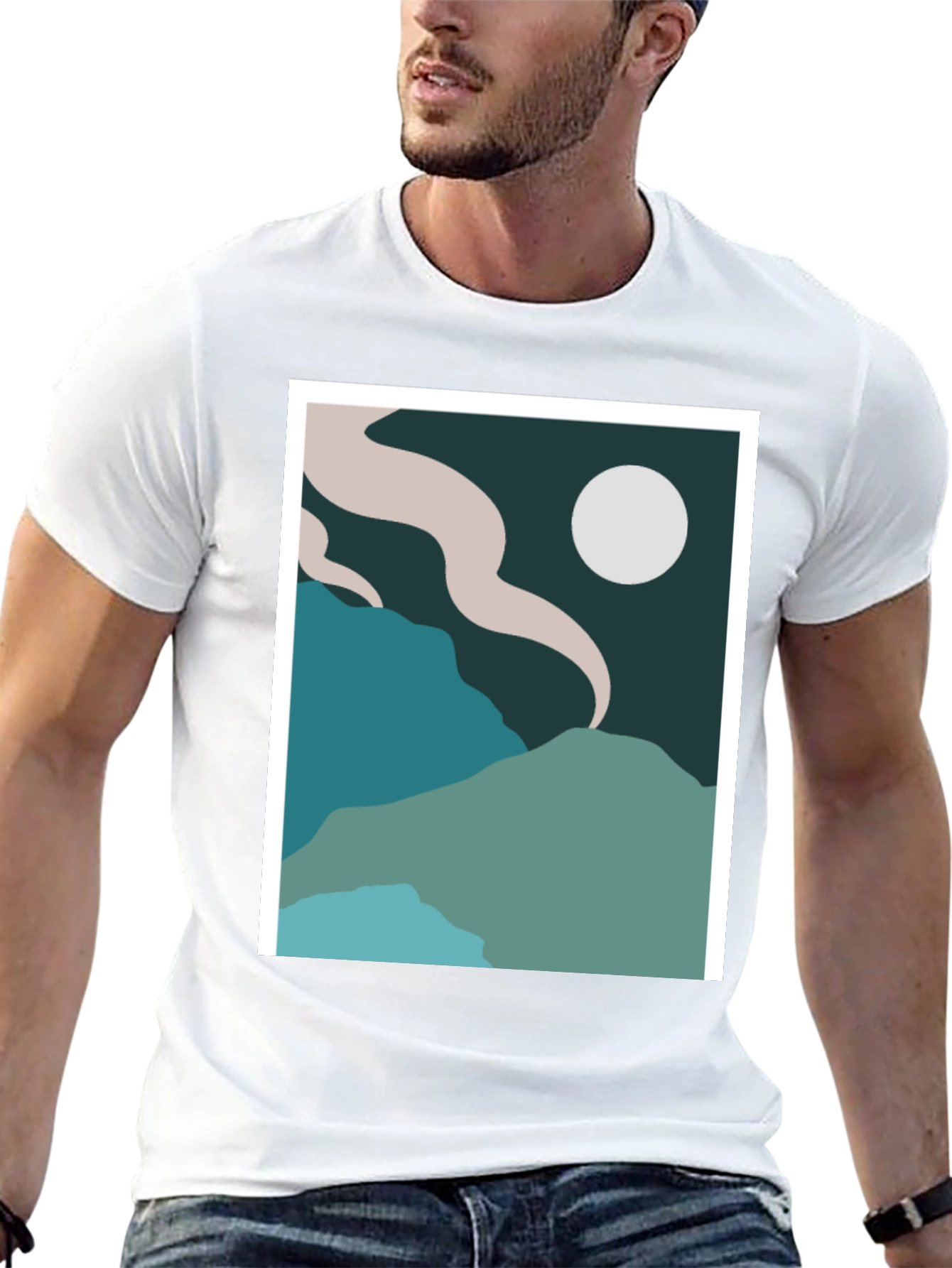 Abstract Landscape Graphic Tee - Black