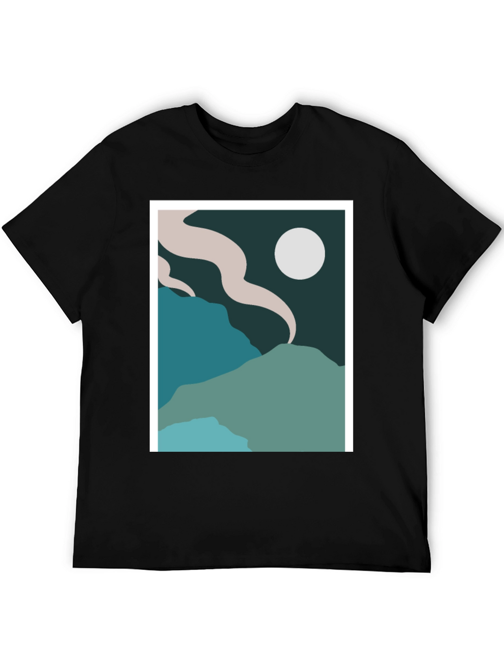 Abstract Landscape Graphic Tee - Black
