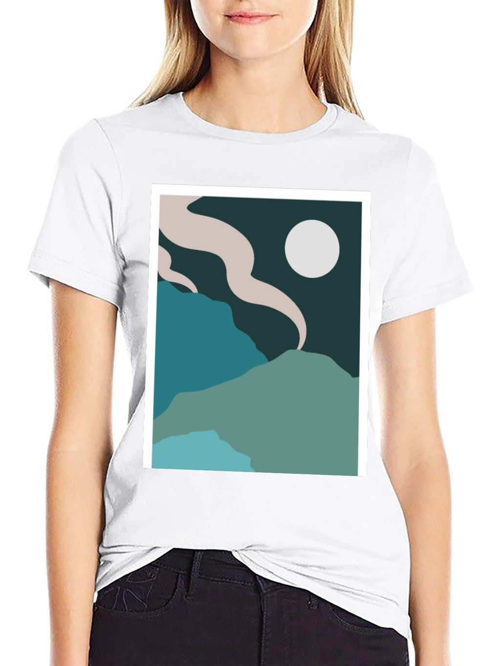 Abstract Landscape Graphic Tee - Black