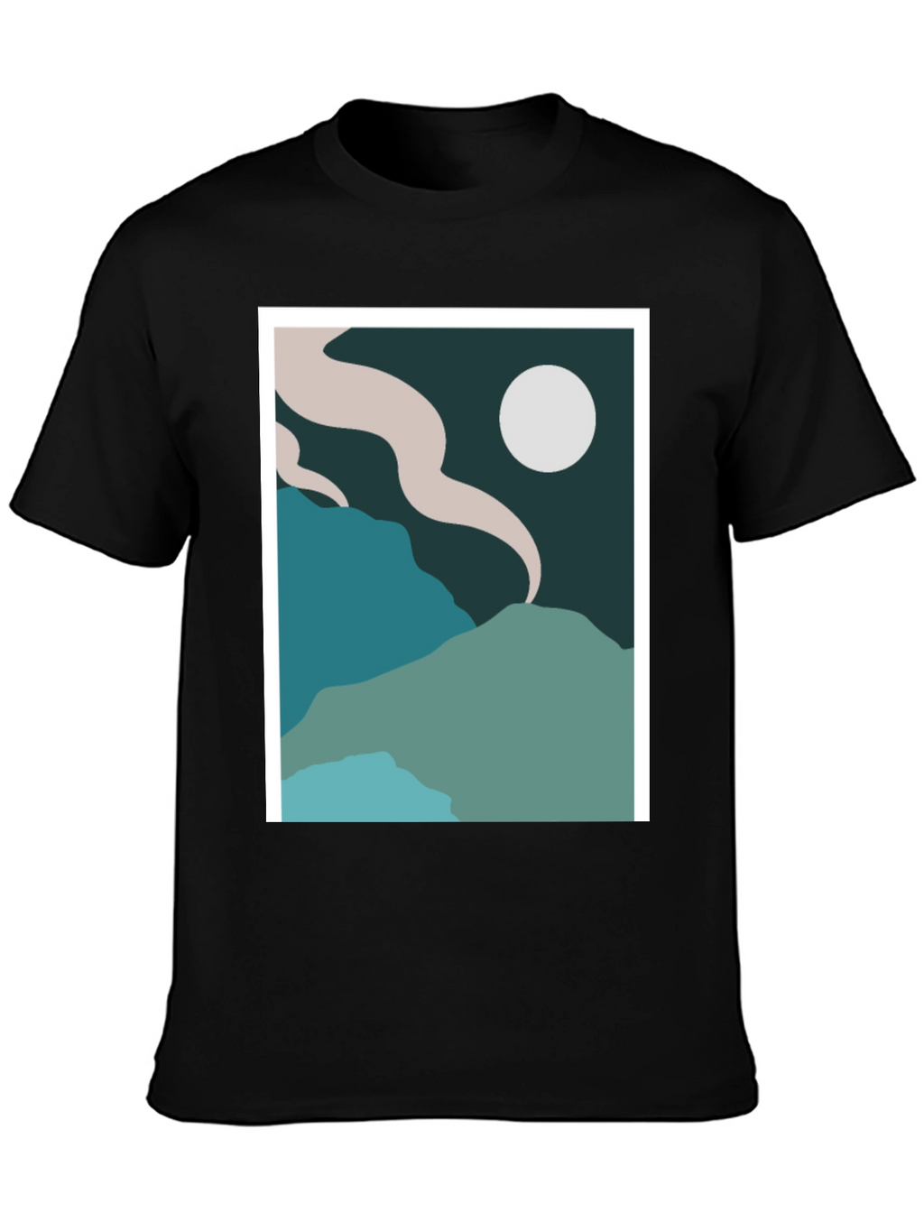 Abstract Landscape Graphic Tee - Black