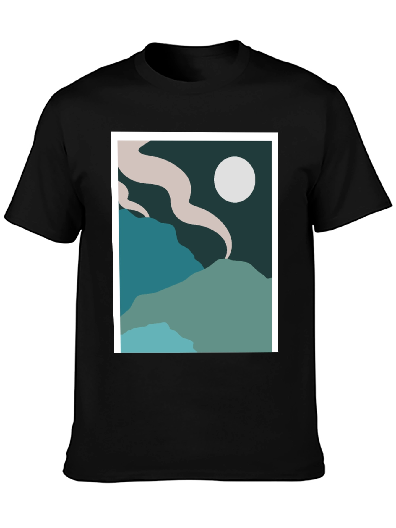 Abstract Landscape Graphic Tee - Black