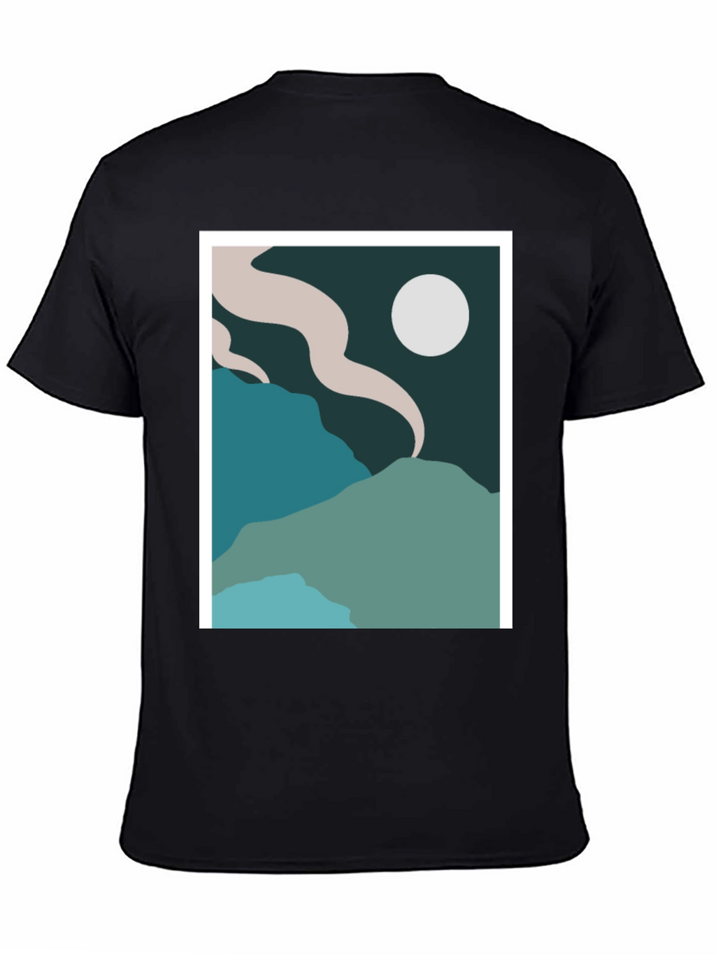 Abstract Landscape Graphic Tee - Black