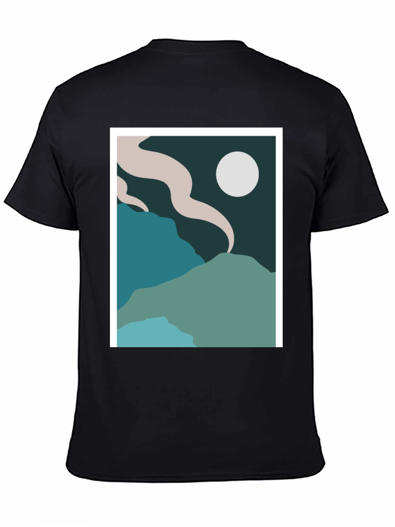Abstract Landscape Graphic Tee - Black