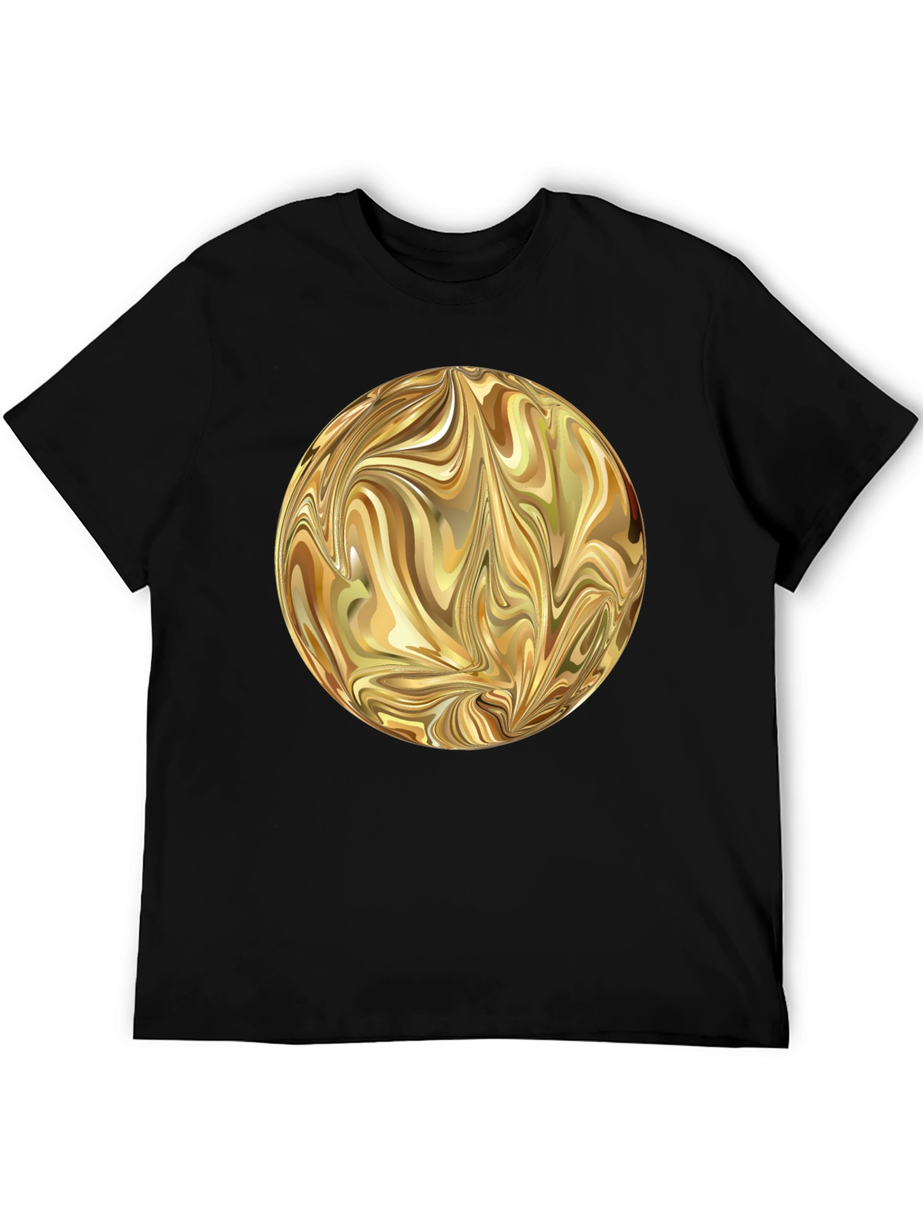Abstract Gold Swirl Sphere Graphic T-Shirt