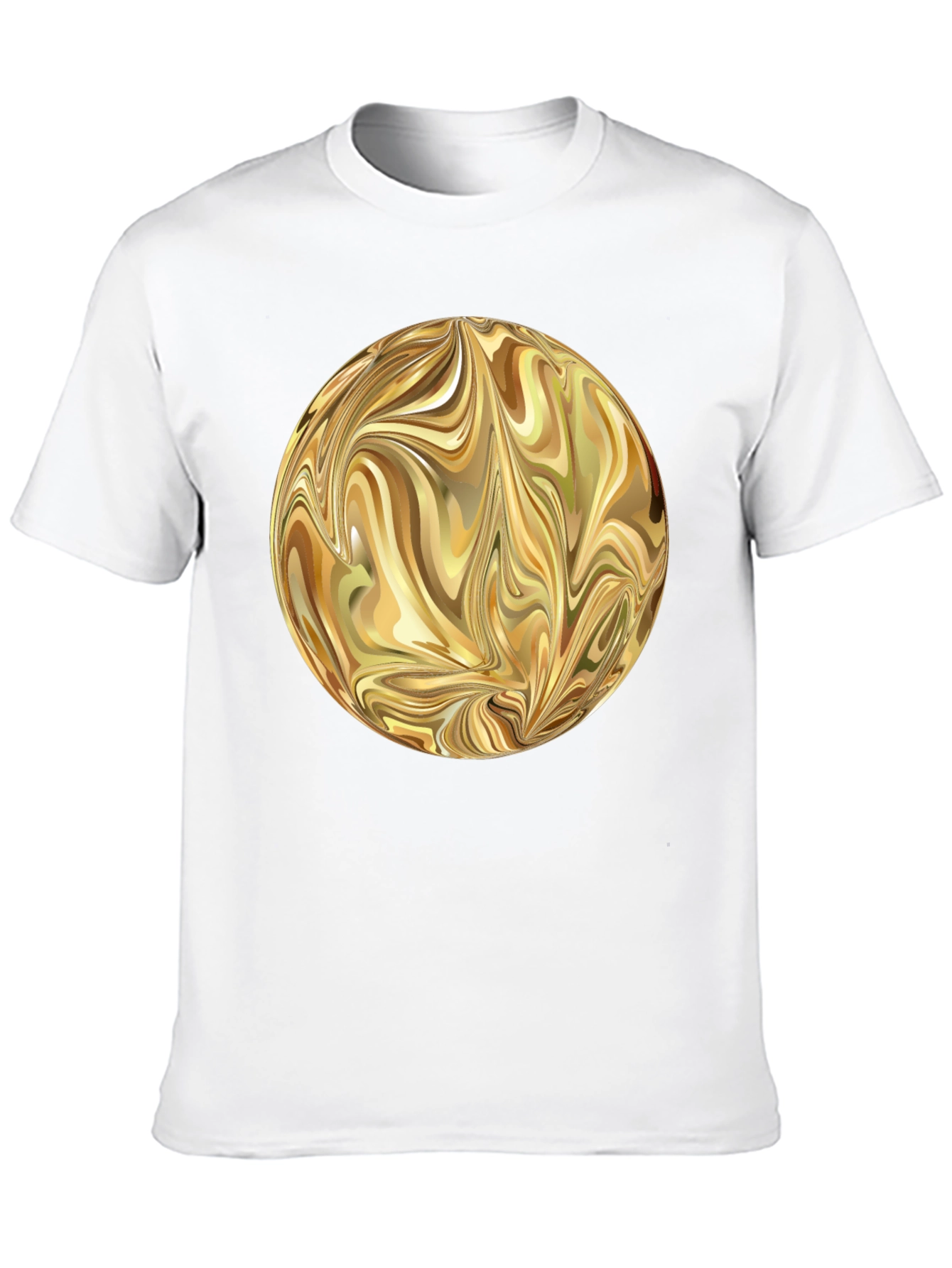 Abstract Gold Swirl Sphere Graphic T-Shirt