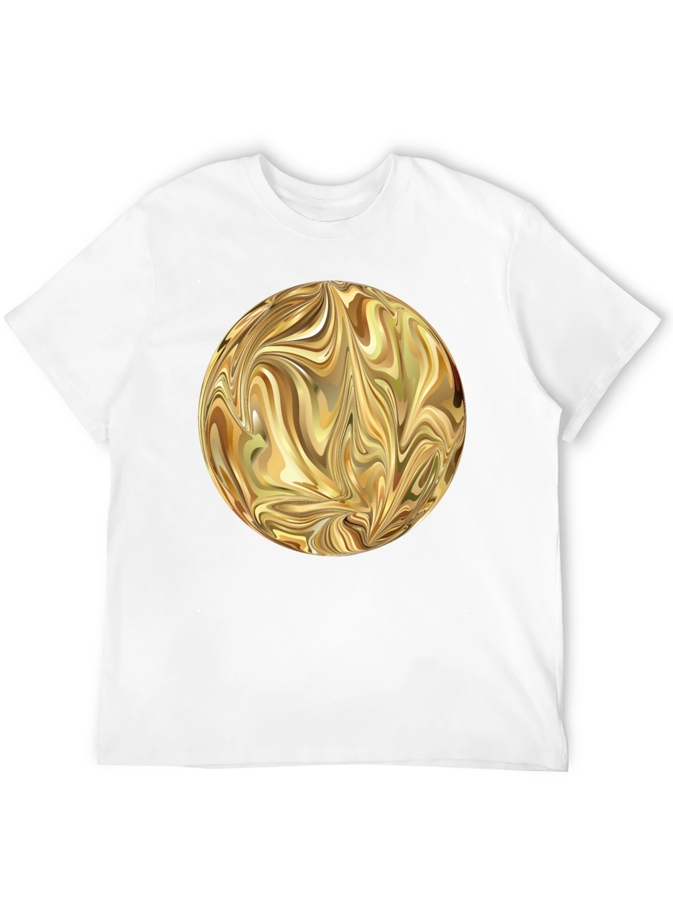 Abstract Gold Swirl Sphere Graphic T-Shirt
