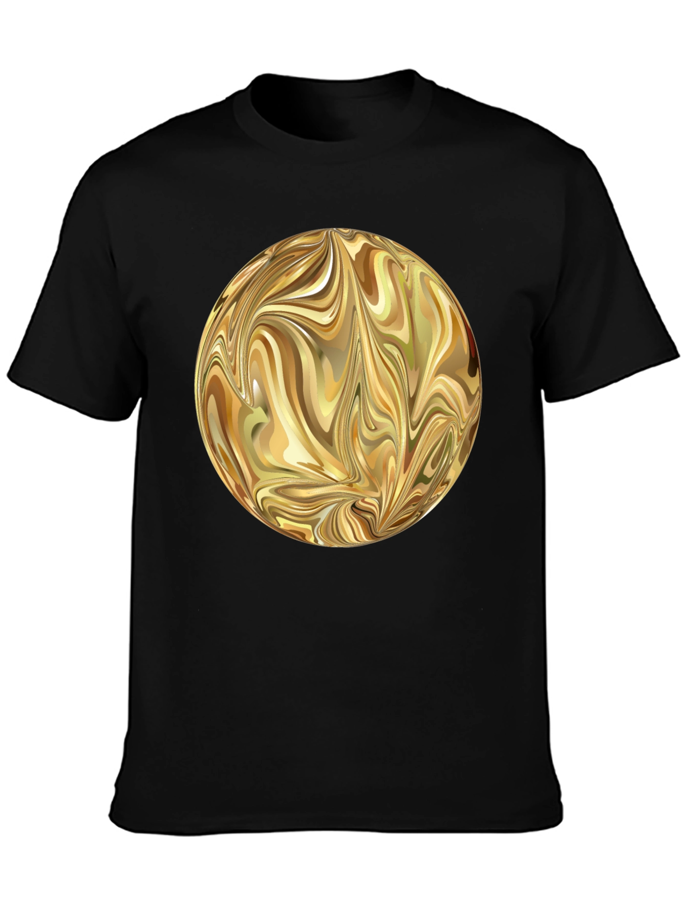 Abstract Gold Swirl Sphere Graphic T-Shirt