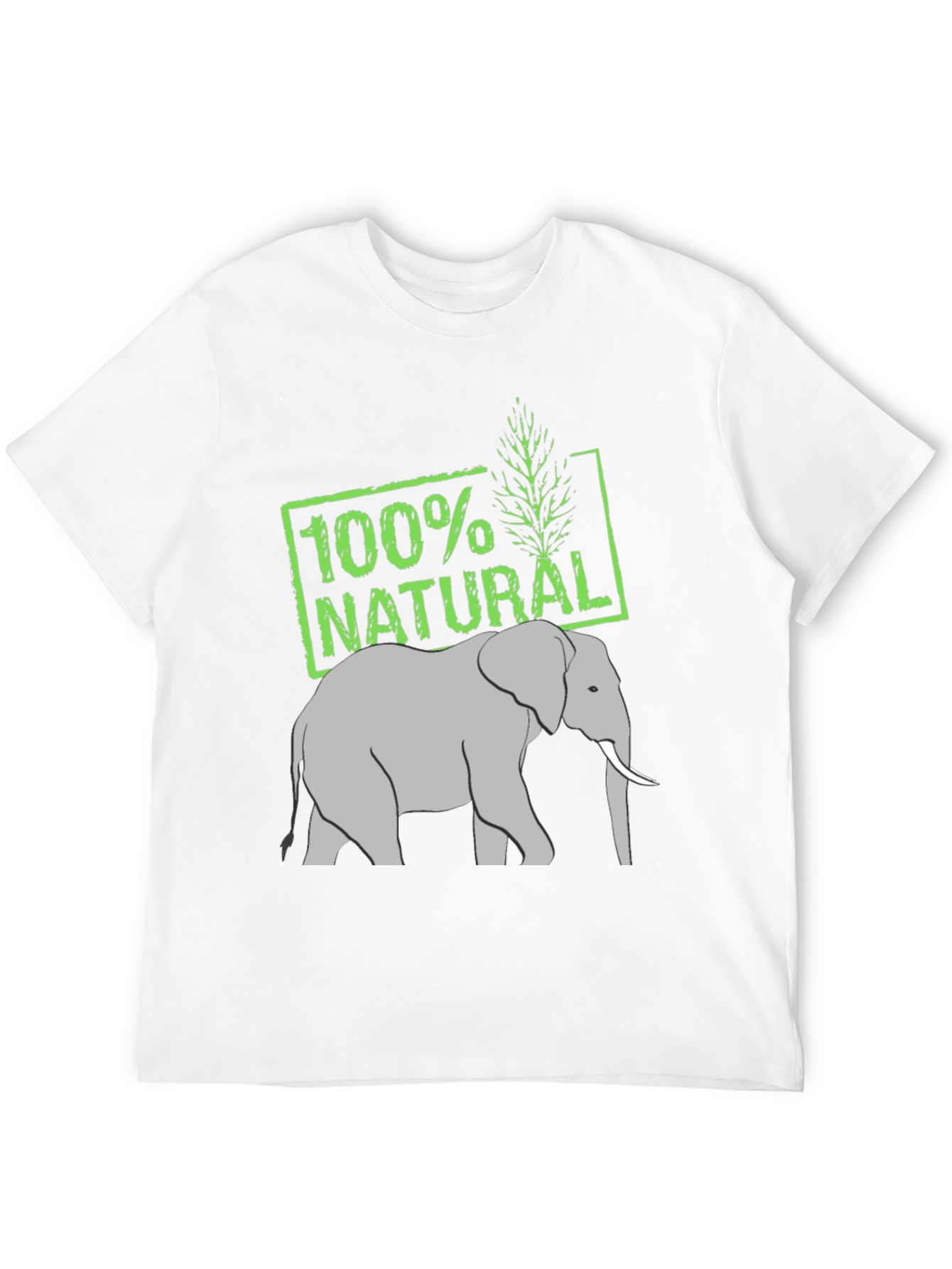 100% Natural Elephant Graphic Tee - Black