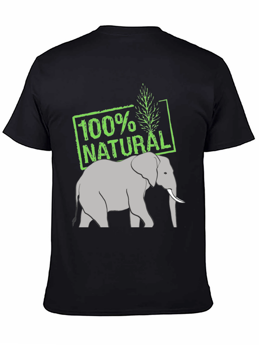 100% Natural Elephant Graphic Tee - Black