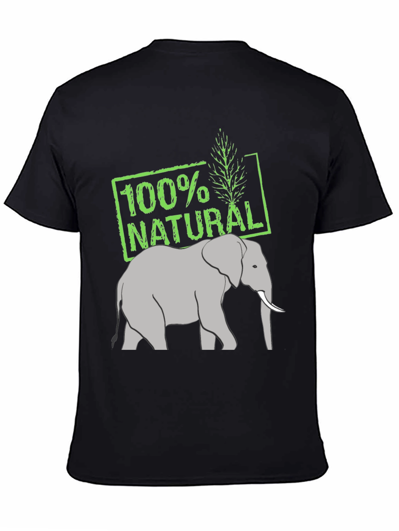 100% Natural Elephant Graphic Tee - Black