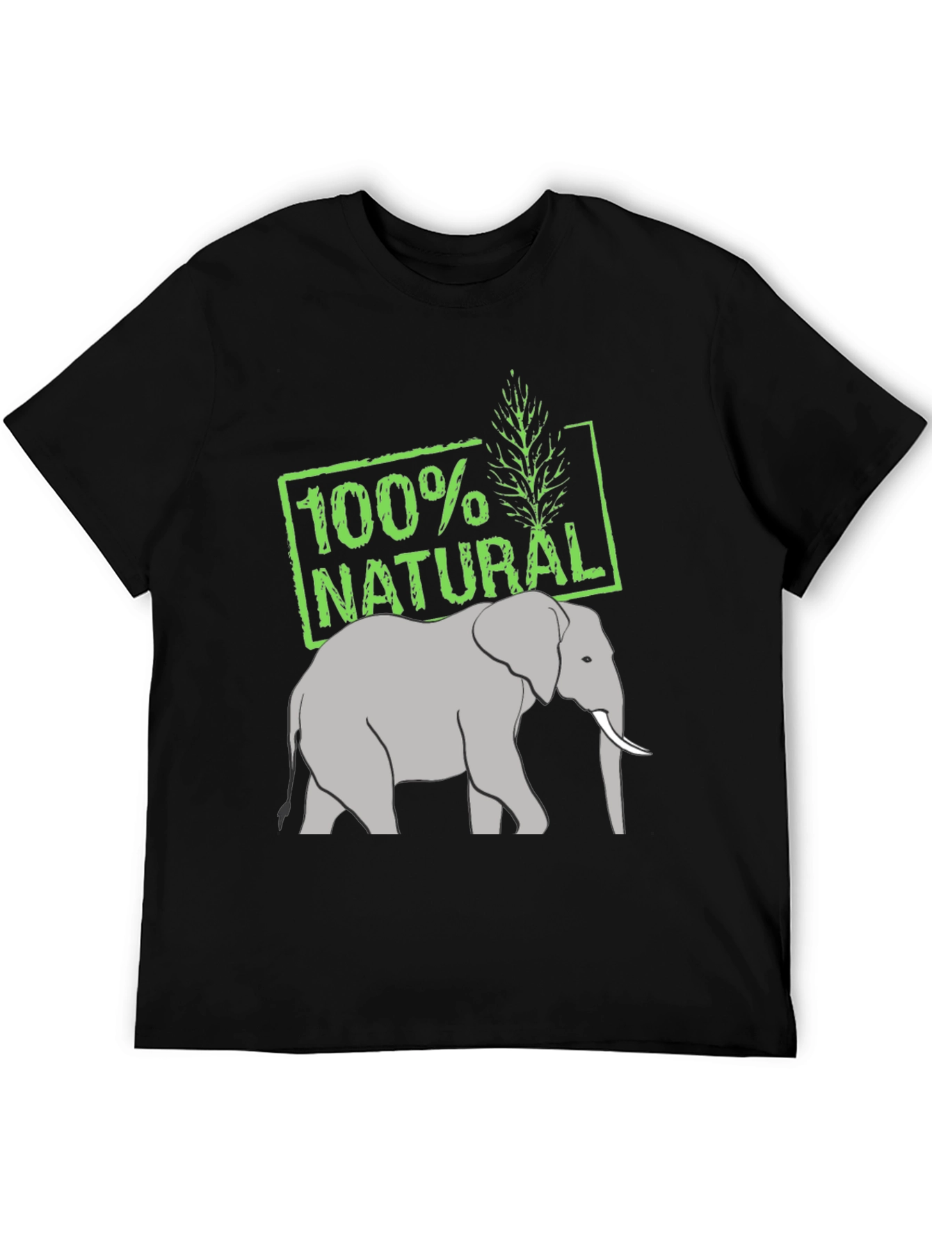 100% Natural Elephant Graphic Tee - Black