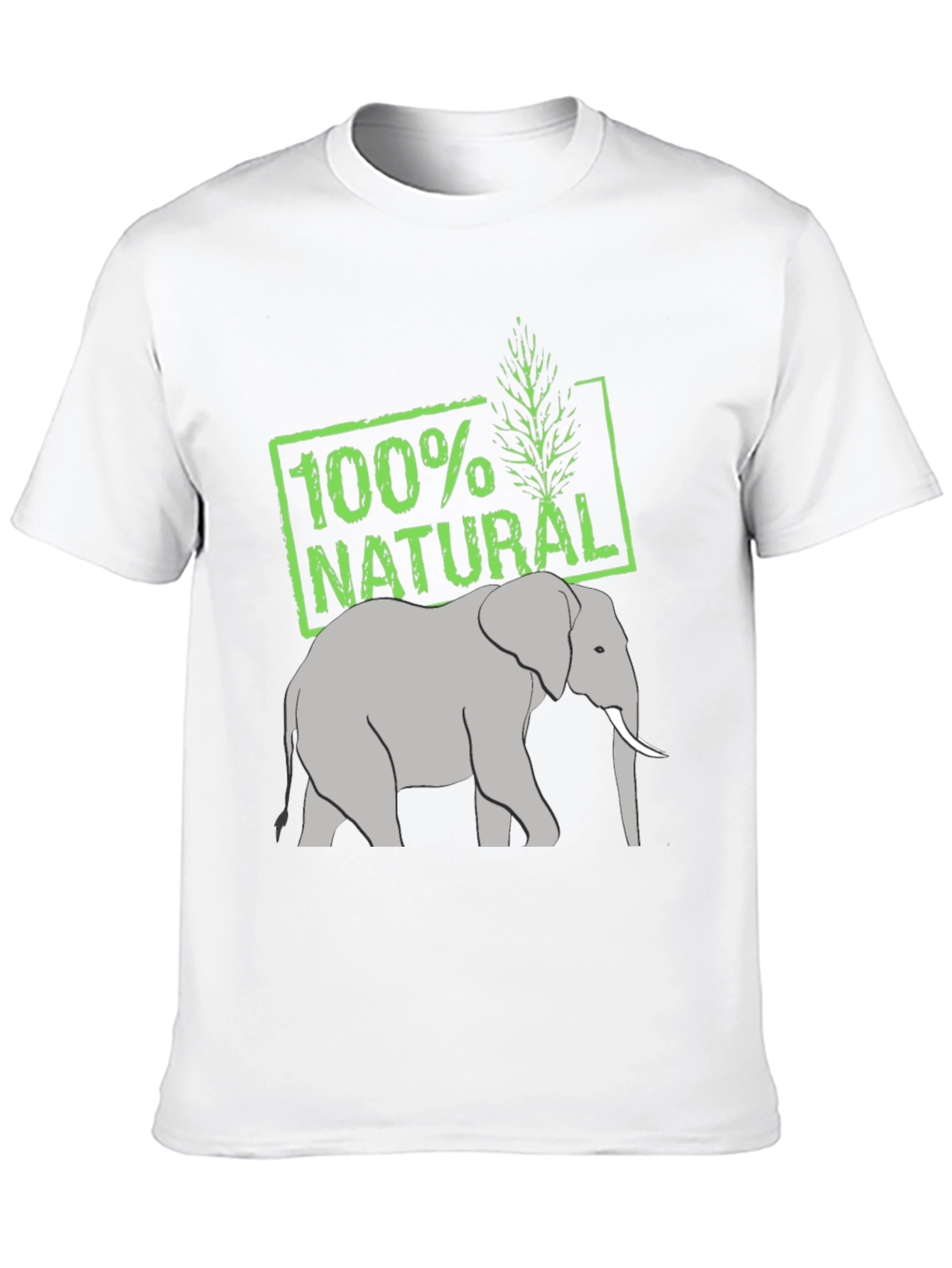 100% Natural Elephant Graphic Tee - Black