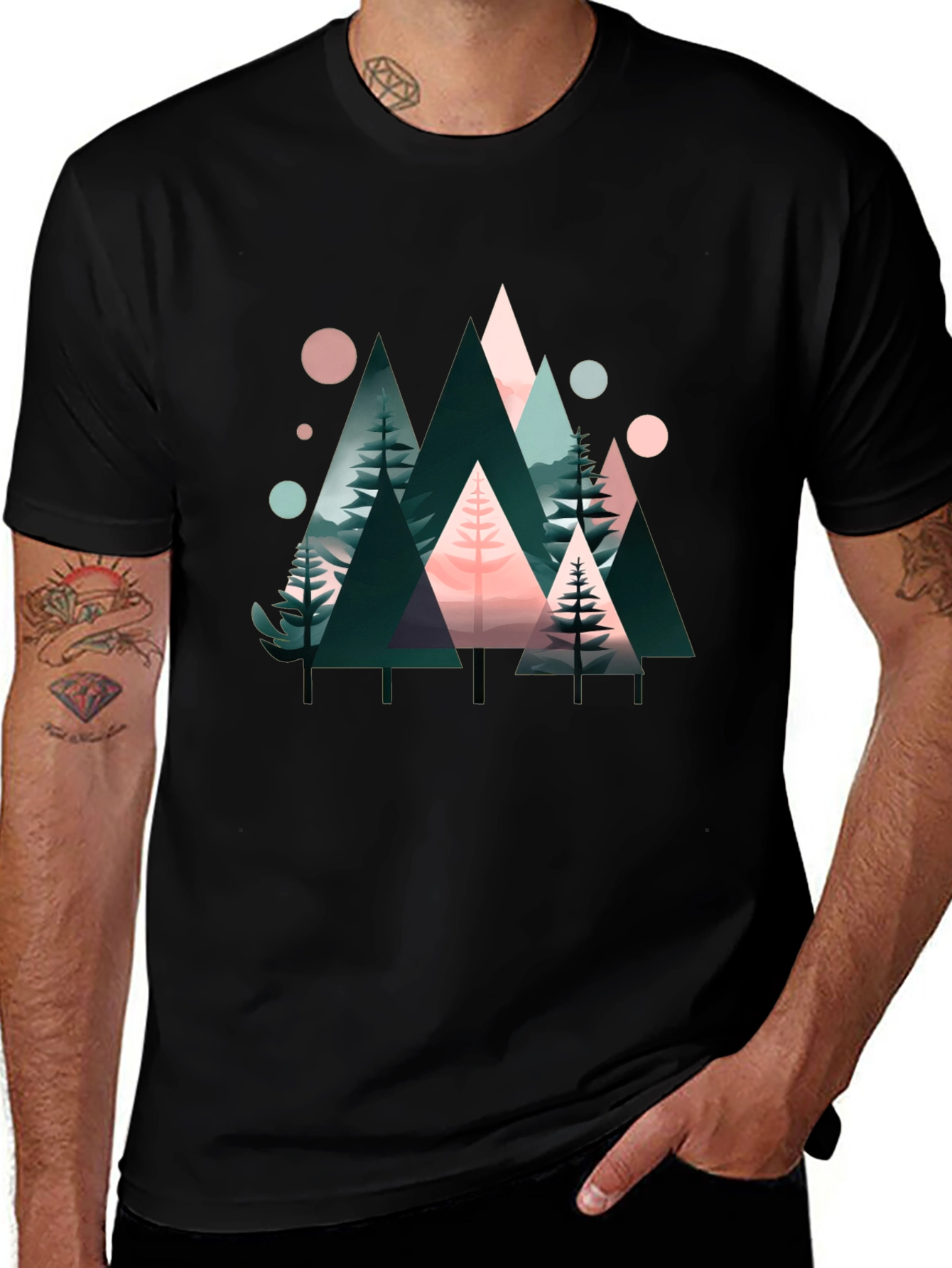 Abstract Geometric Forest Graphic Tee