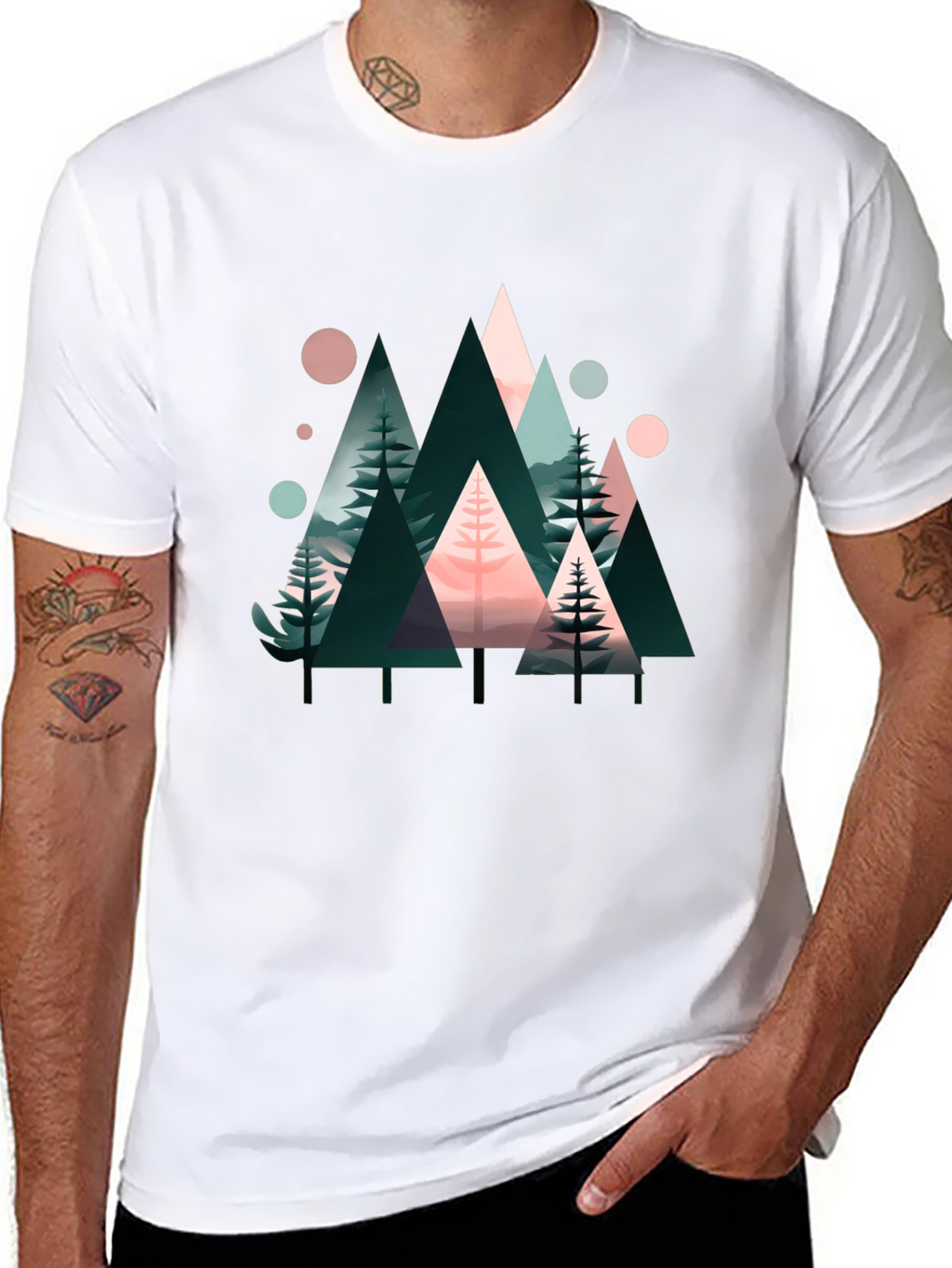 Abstract Geometric Forest Graphic Tee