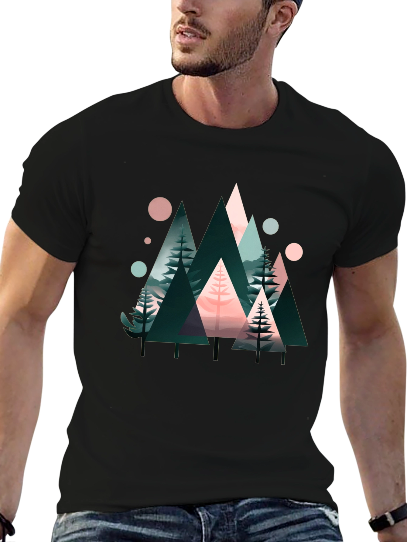 Abstract Geometric Forest Graphic Tee