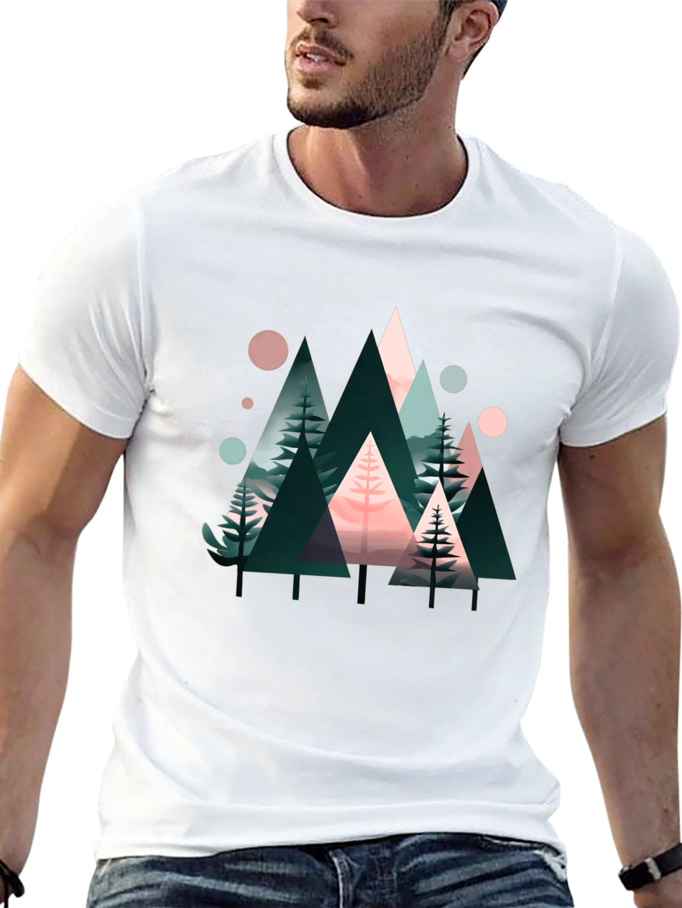 Abstract Geometric Forest Graphic Tee