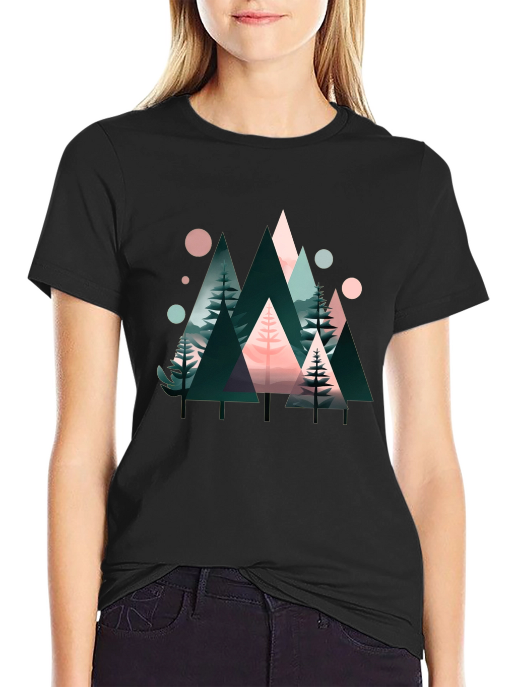 Abstract Geometric Forest Graphic Tee