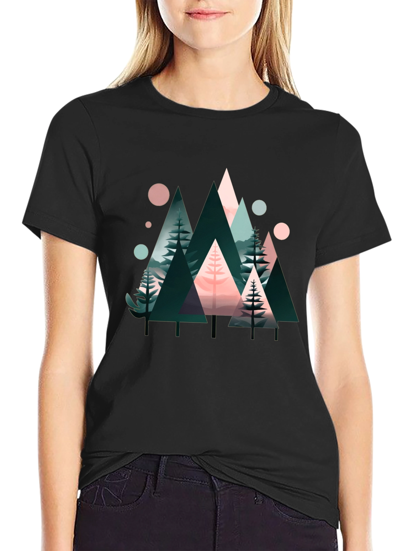 Abstract Geometric Forest Graphic Tee