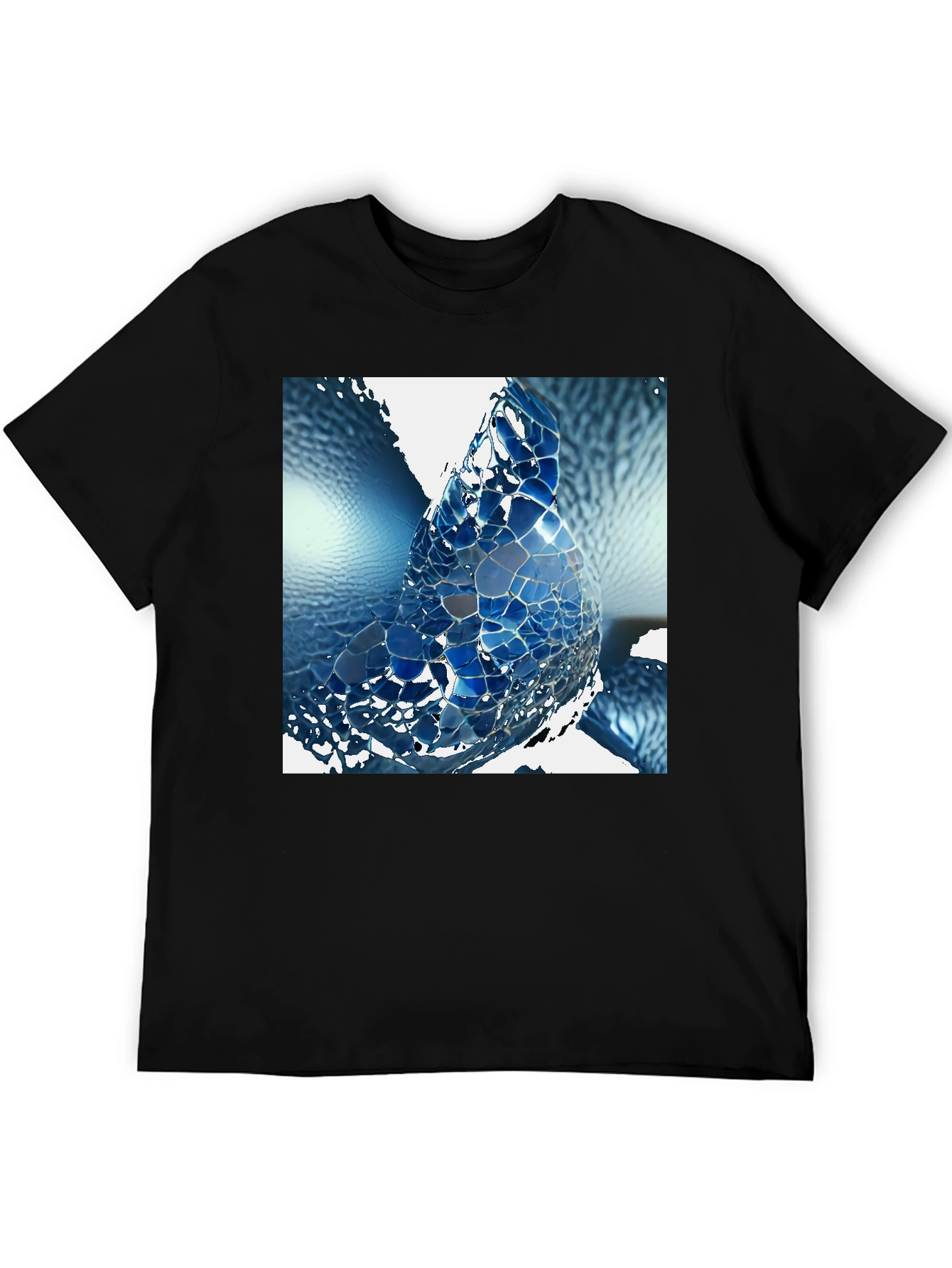 Abstract Blue Mosaic Design T-Shirt