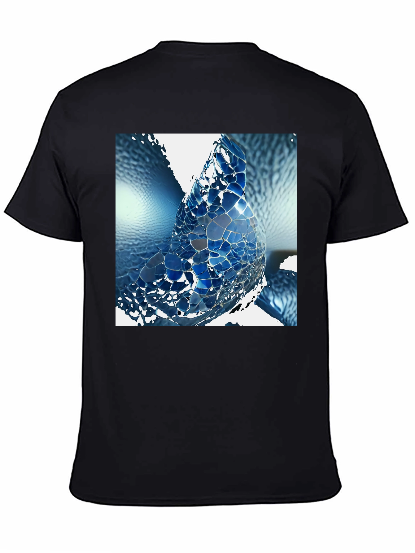 Abstract Blue Mosaic Design T-Shirt