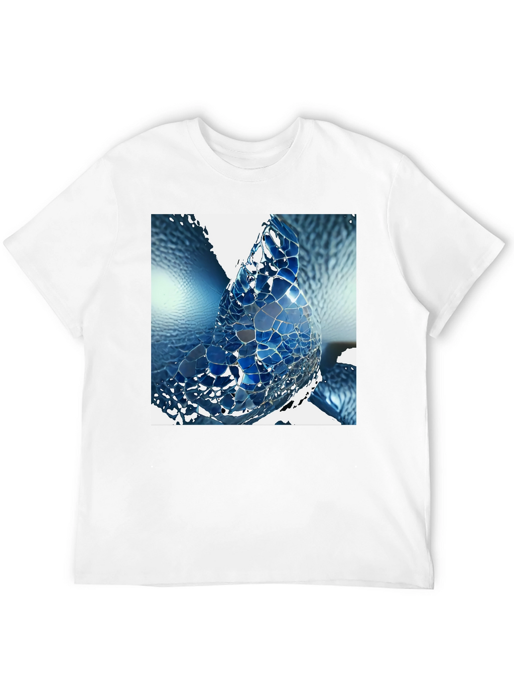 Abstract Blue Mosaic Design T-Shirt